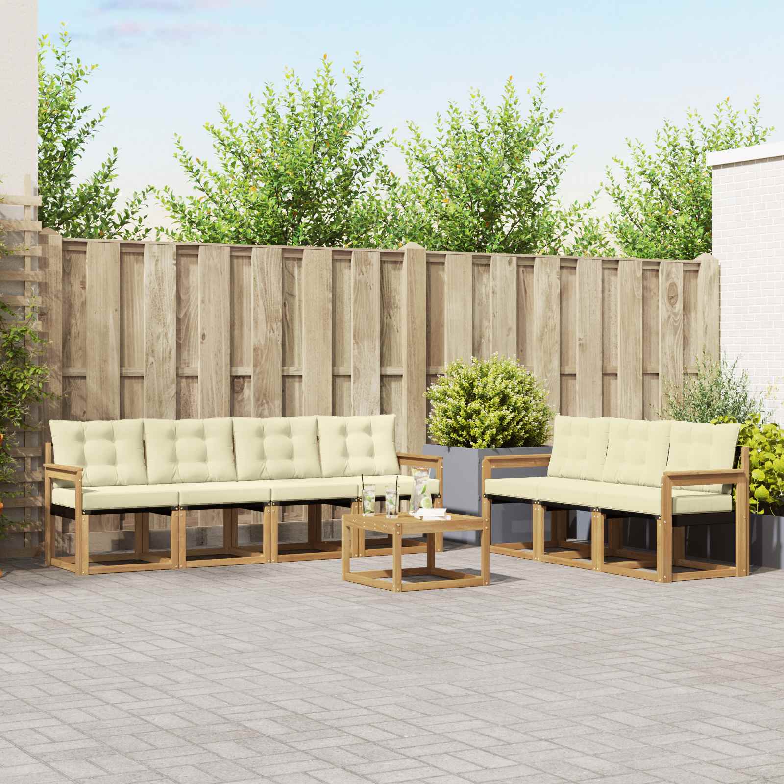 Set vanjskih sofa s jastukom 8 pcs Bijela i krem