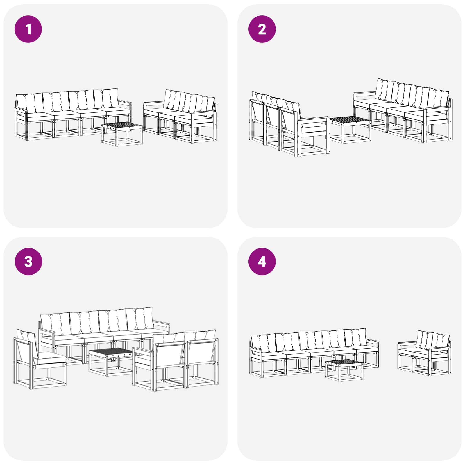 Set vanjskih sofa s jastukom 8 pcs Bijela i krem