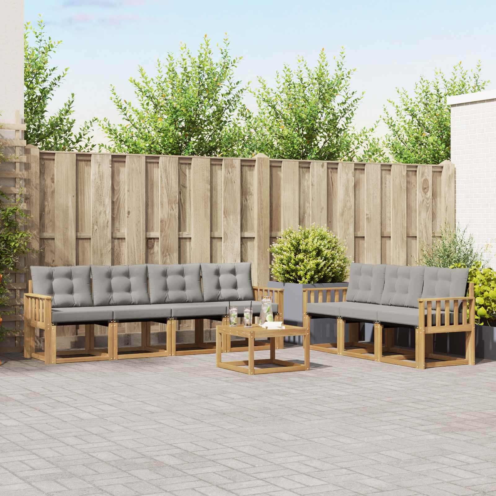 Set vanjskih sofa s jastukom 8 pcs Bijela i svjetlosiva