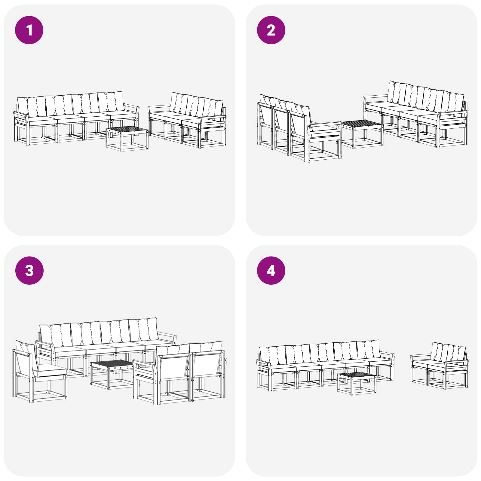 Set vanjskih sofa s jastukom 8 pcs Bijela i krem