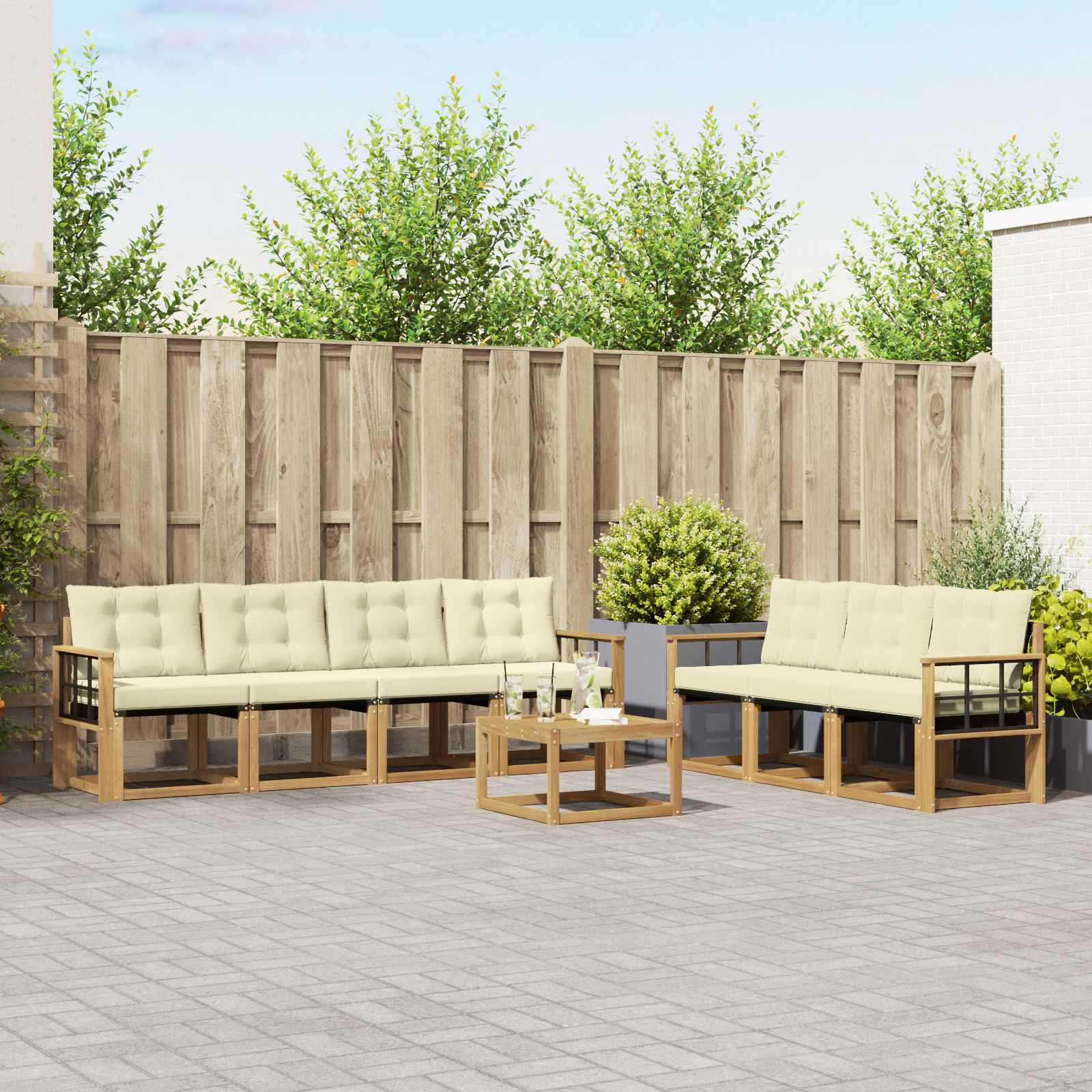 Set vanjskih sofa s jastukom 8 pcs Bijela i krem
