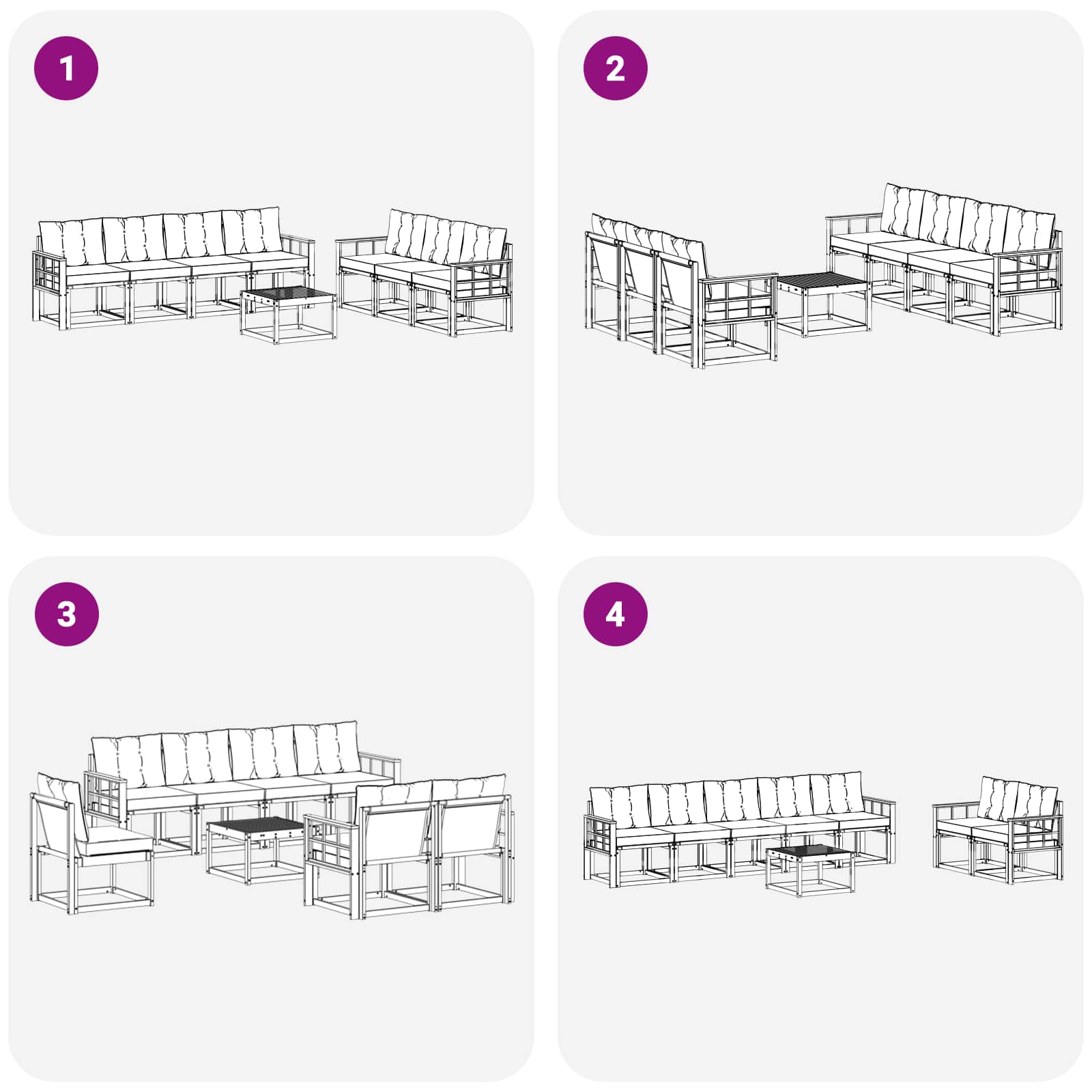 Set vanjskih sofa s jastukom 8 pcs Bijela i krem