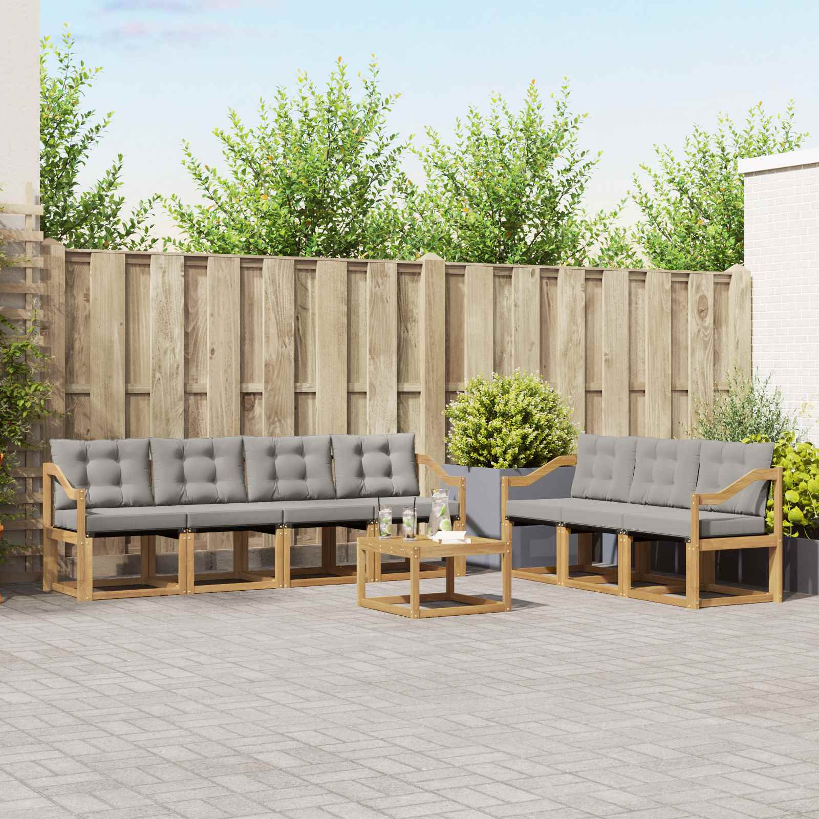 Set vanjskih sofa s jastukom 8 pcs Bijela i svjetlosiva