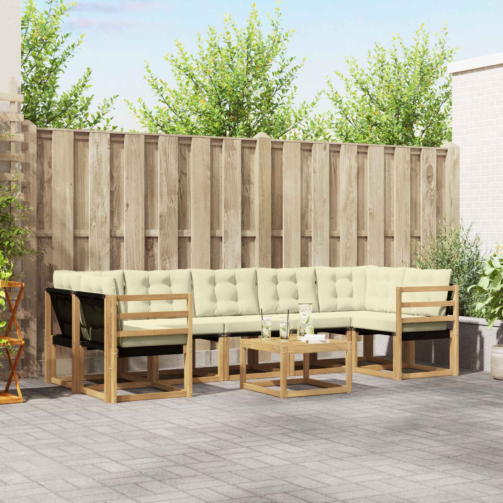 Set vanjskih sofa s jastukom 8 pcs Bijela i krem