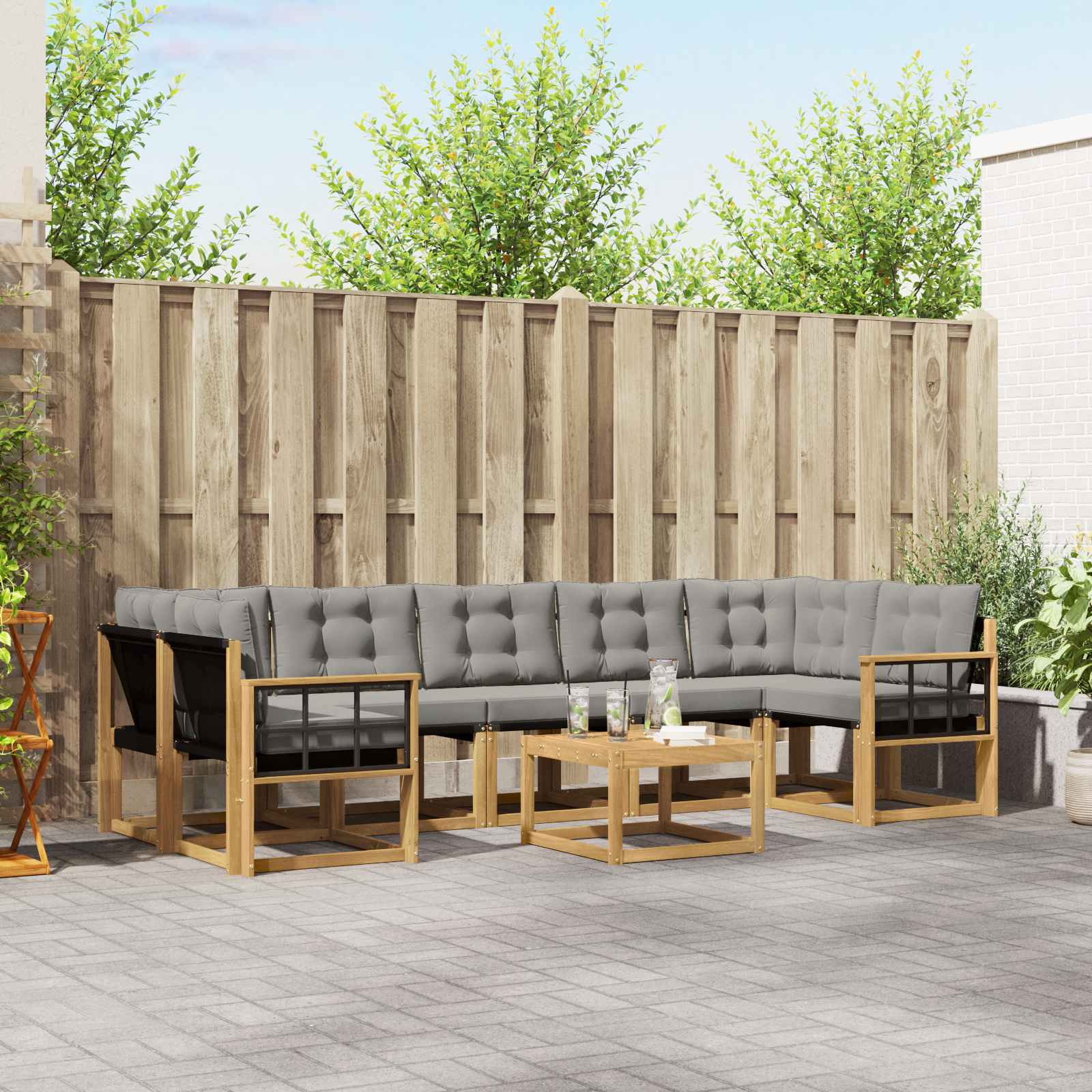 Set vanjskih sofa s jastukom 8 pcs Bijela i svjetlosiva