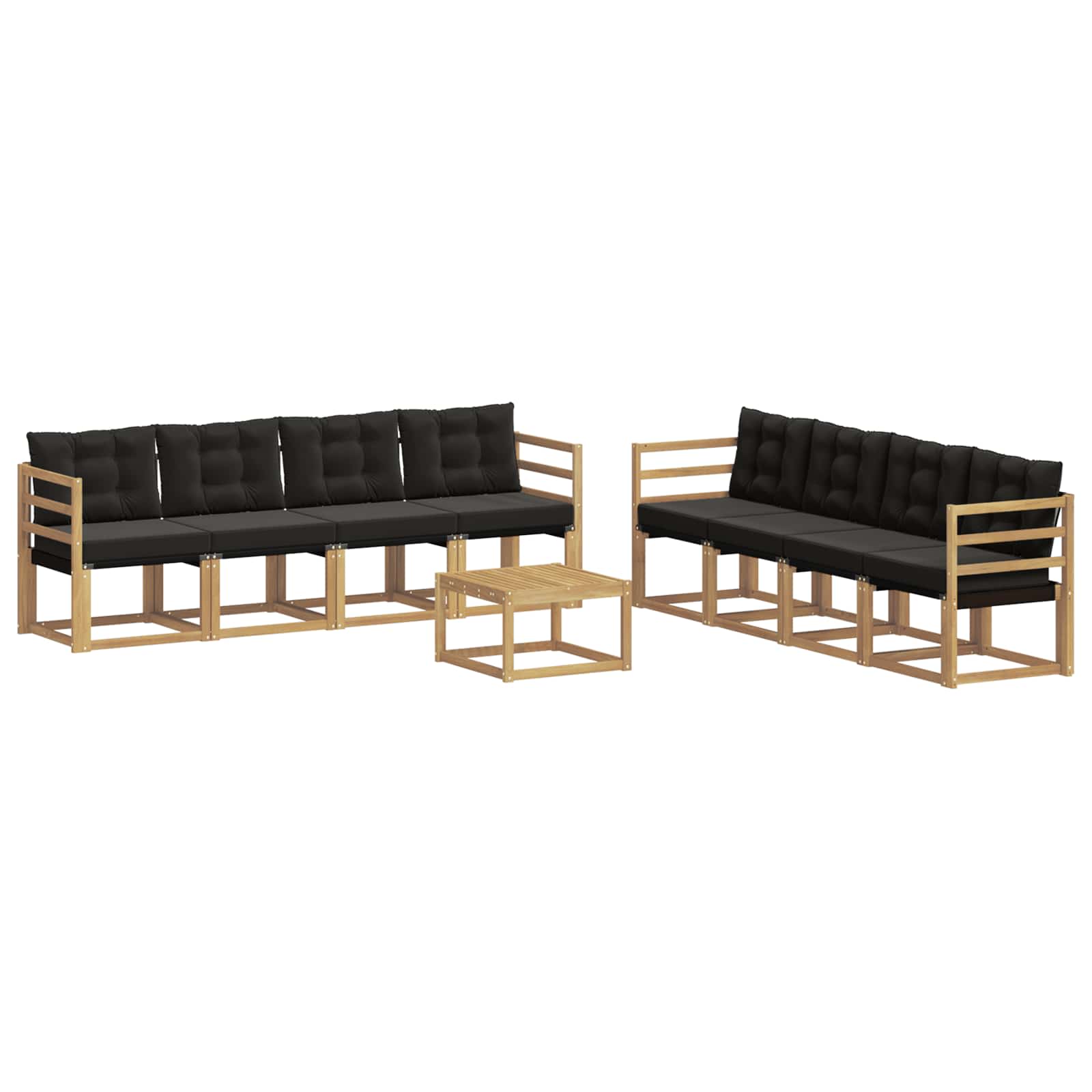 Set vanjskih sofa s jastukom 9 pcs Bijela i crna