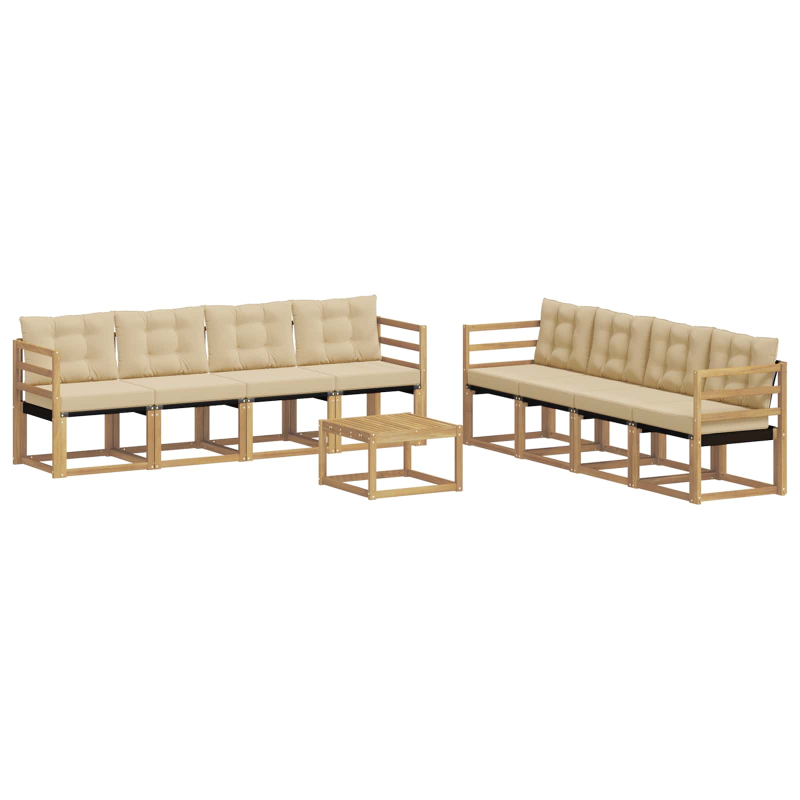 Set vanjskih sofa s jastukom 9 pcs Bijela i bež