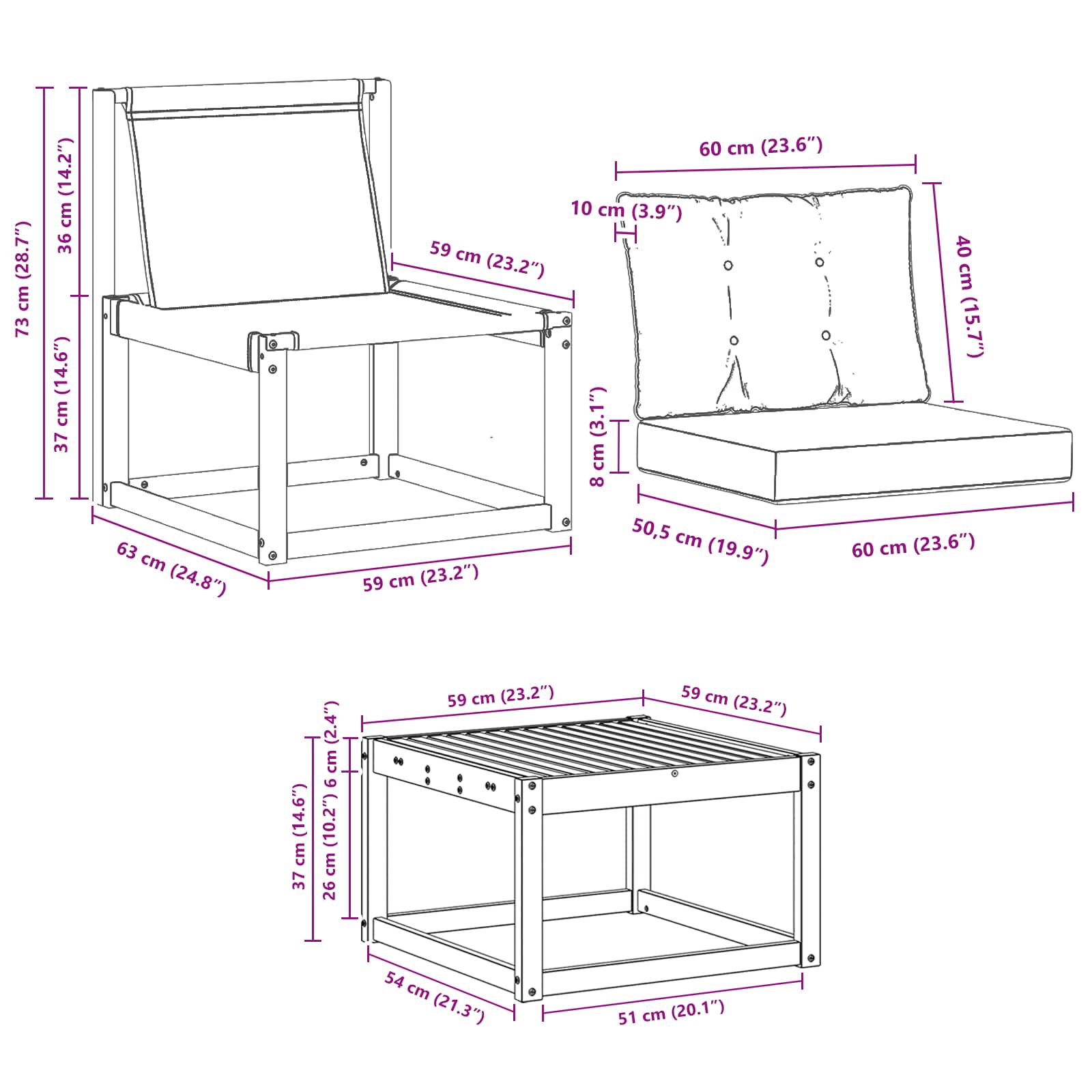 Set vanjskih sofa s jastukom 9 pcs Bijela i bež
