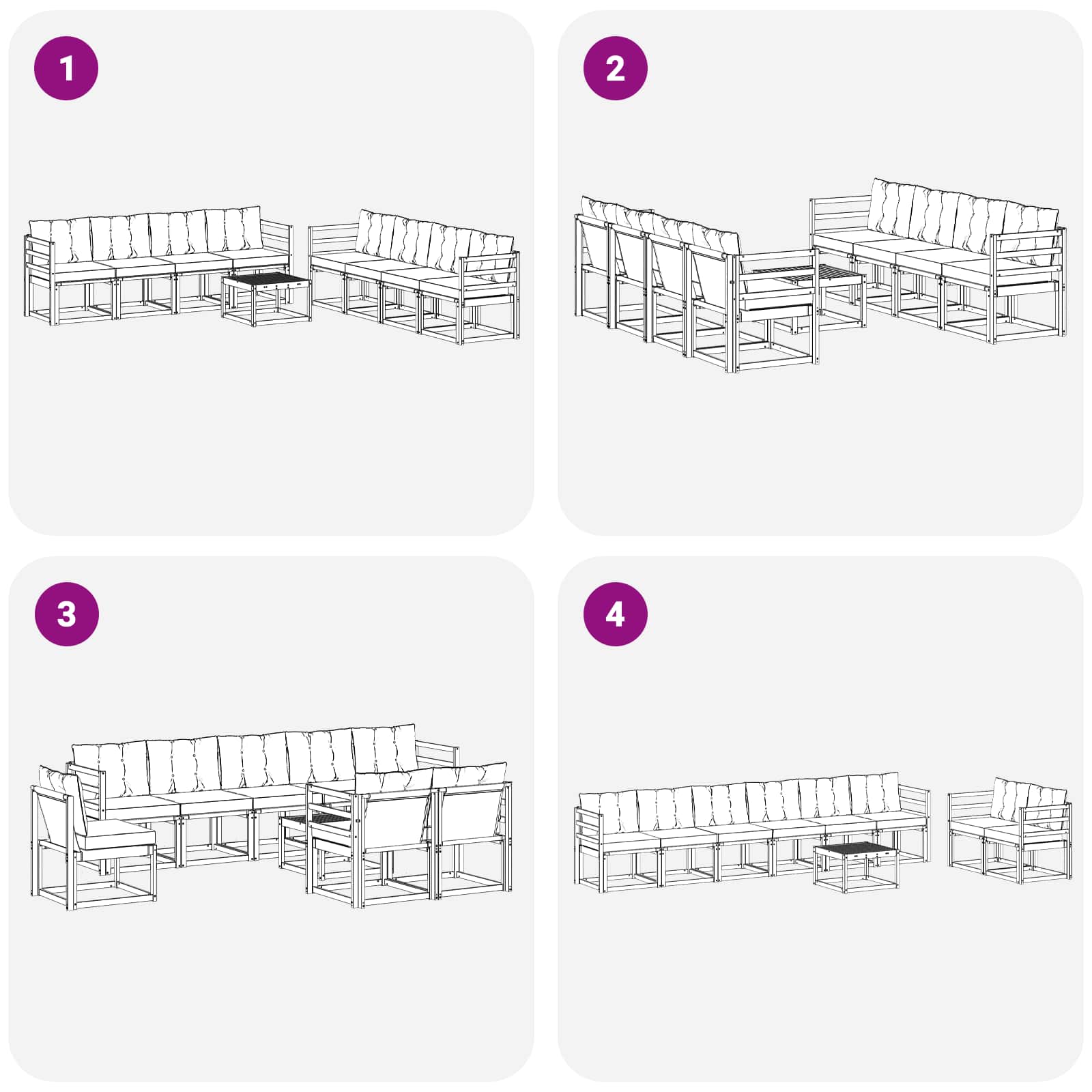 Set vanjskih sofa s jastukom 9 pcs Bijela i bež