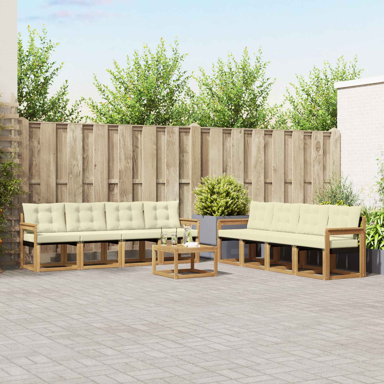 Set vanjskih sofa s jastukom 9 pcs Bijela i krem