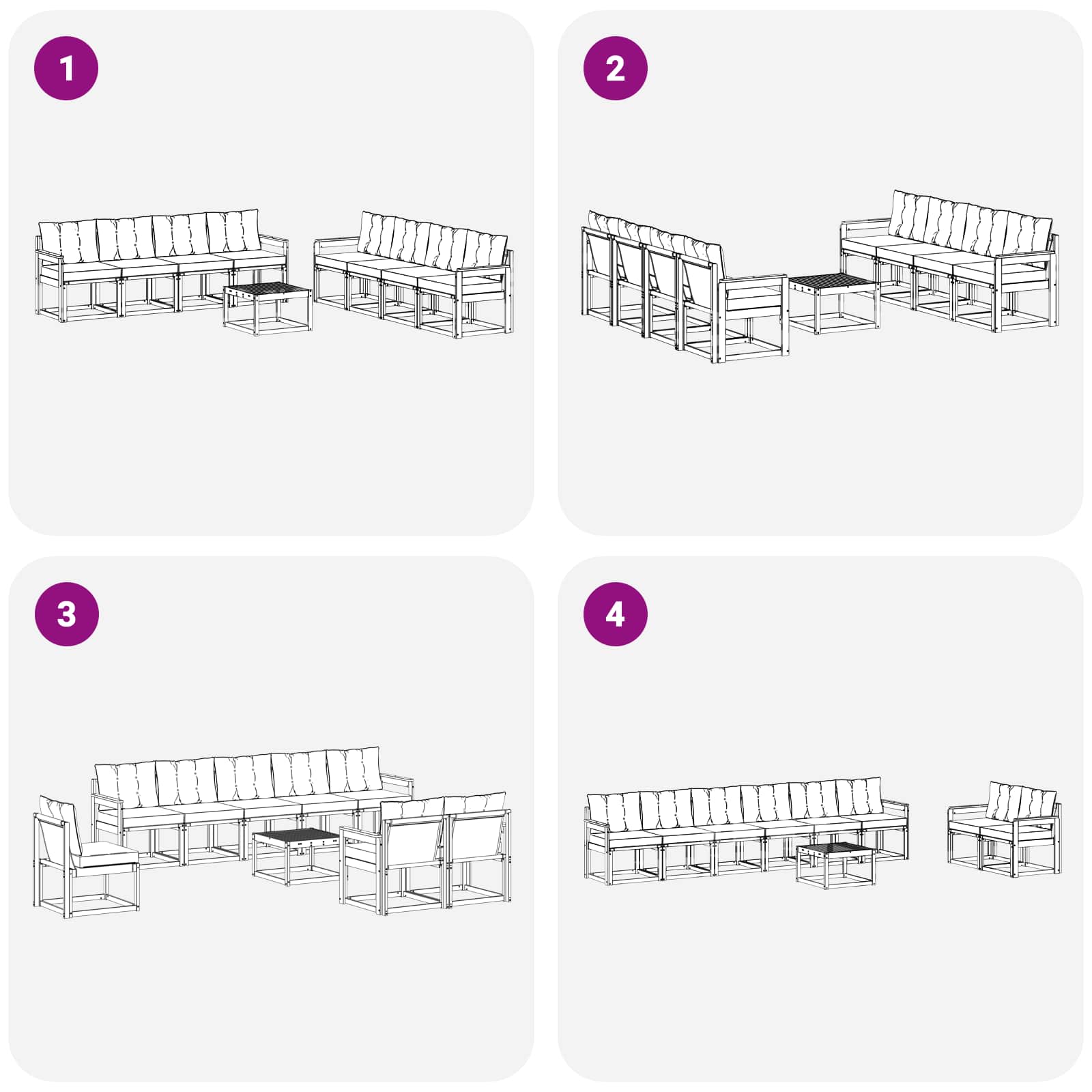 Set vanjskih sofa s jastukom 9 pcs Bijela i krem