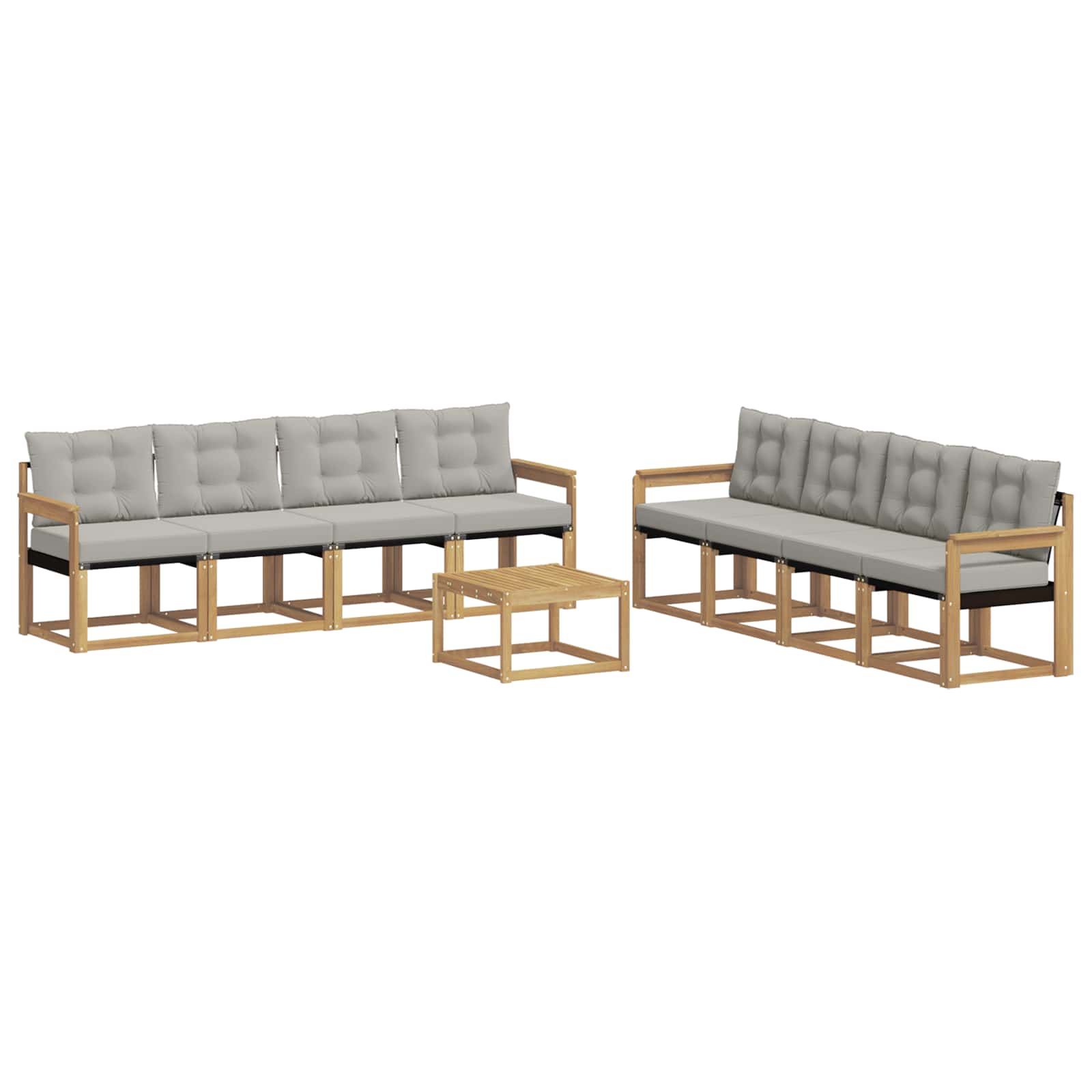Set vanjskih sofa s jastukom 9 pcs Bijela i svjetlosiva