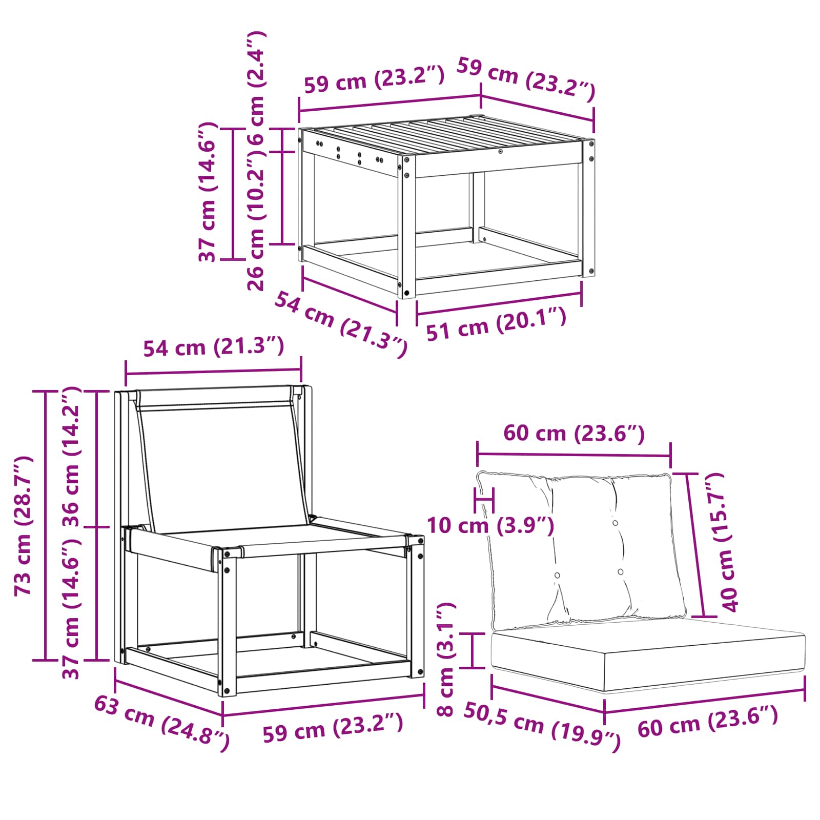Set vanjskih sofa s jastukom 9 pcs Bijela i svjetlosiva