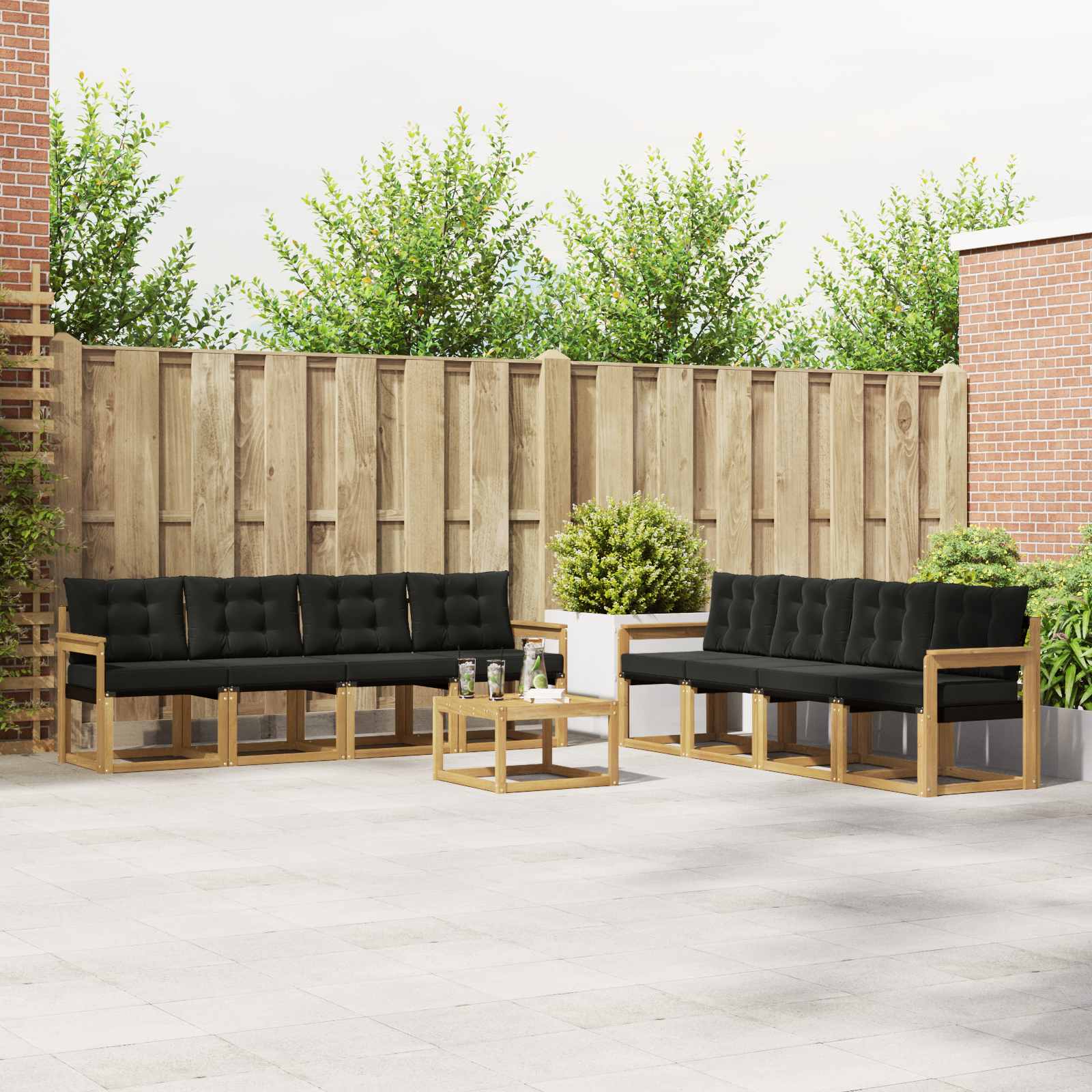 Set vanjskih sofa s jastukom 9 pcs Bijela i crna