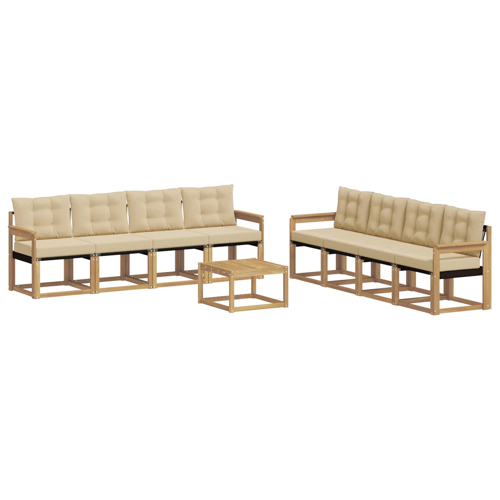 Set vanjskih sofa s jastukom 9 pcs Bijela i bež