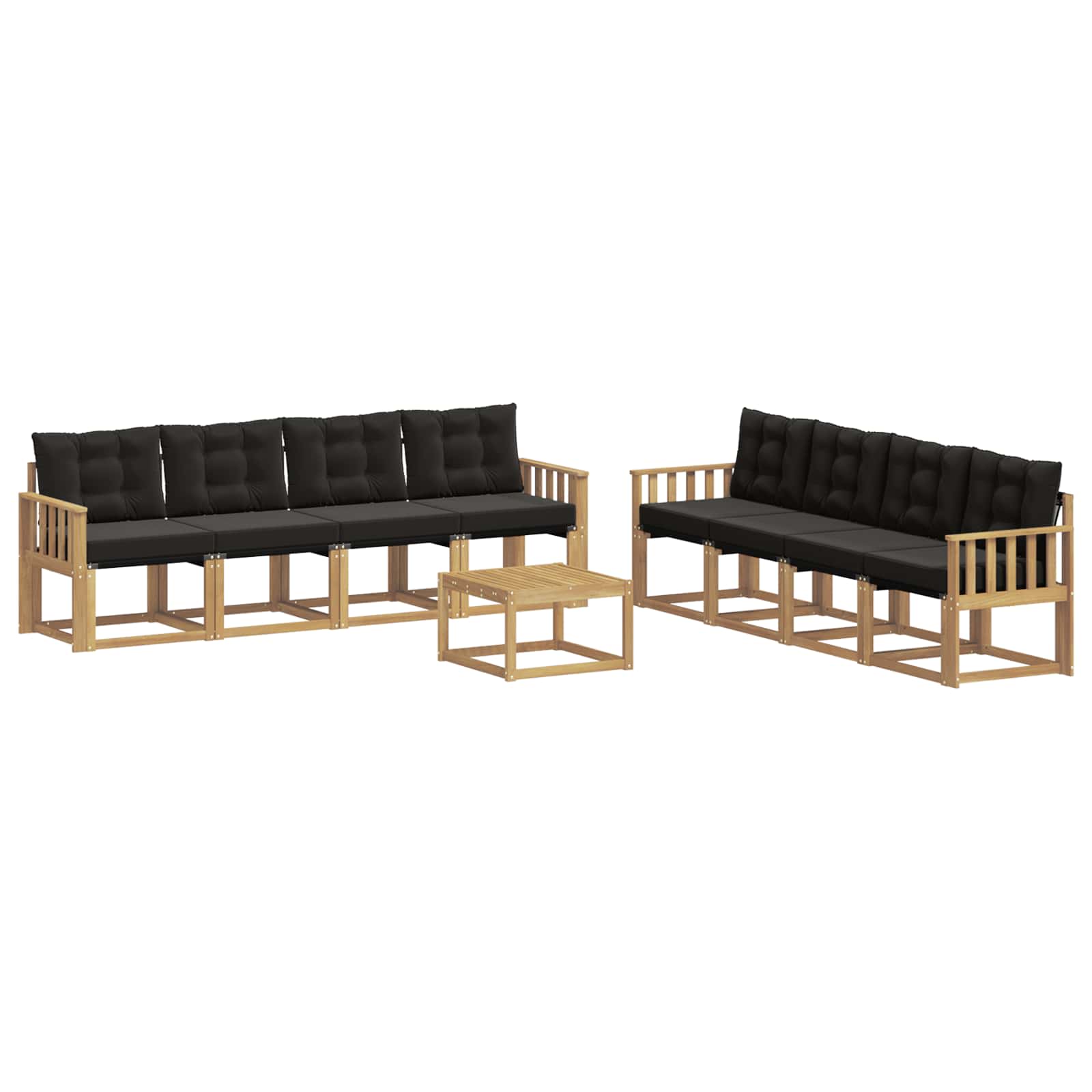 Set vanjskih sofa s jastukom 9 pcs Bijela i crna