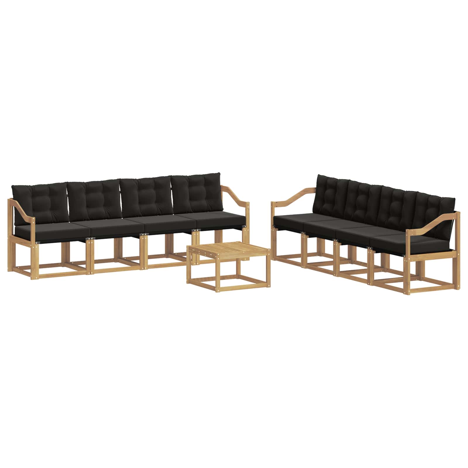 Set vanjskih sofa s jastukom 9 pcs Bijela i crna