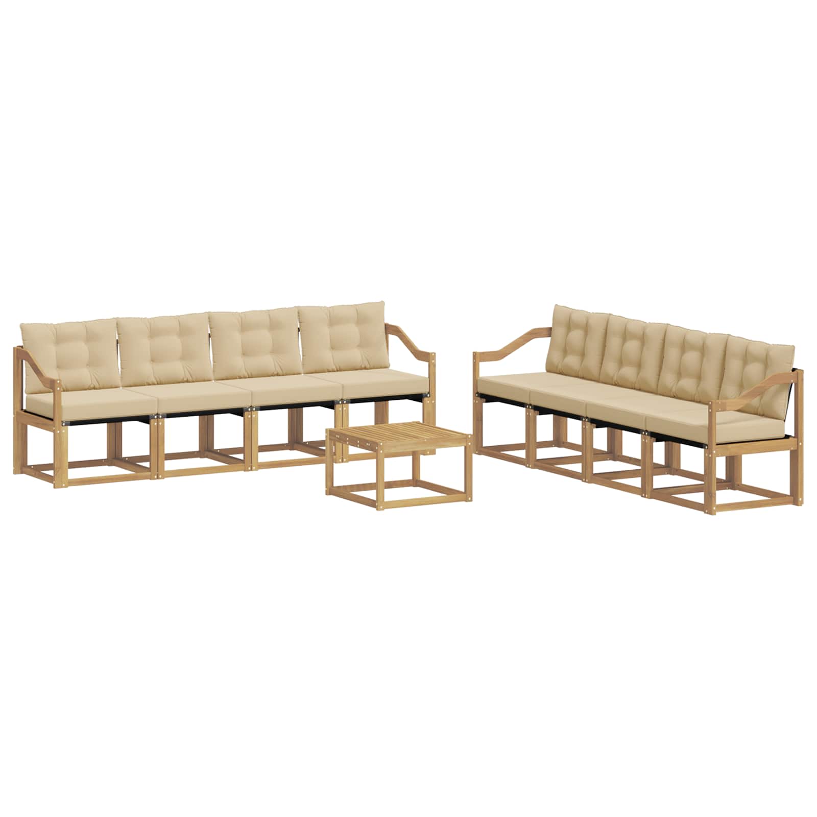 Set vanjskih sofa s jastukom 9 pcs Bijela i bež