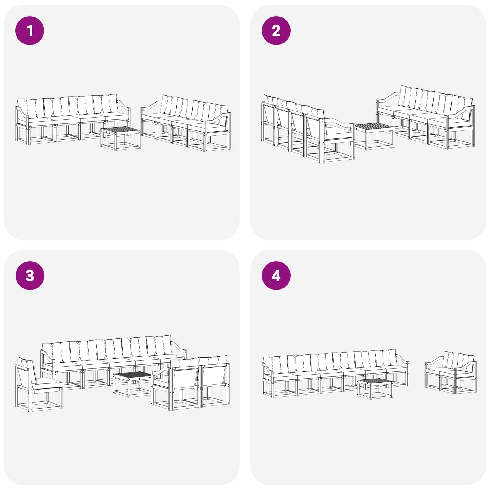 Set vanjskih sofa s jastukom 9 pcs Bijela i bež