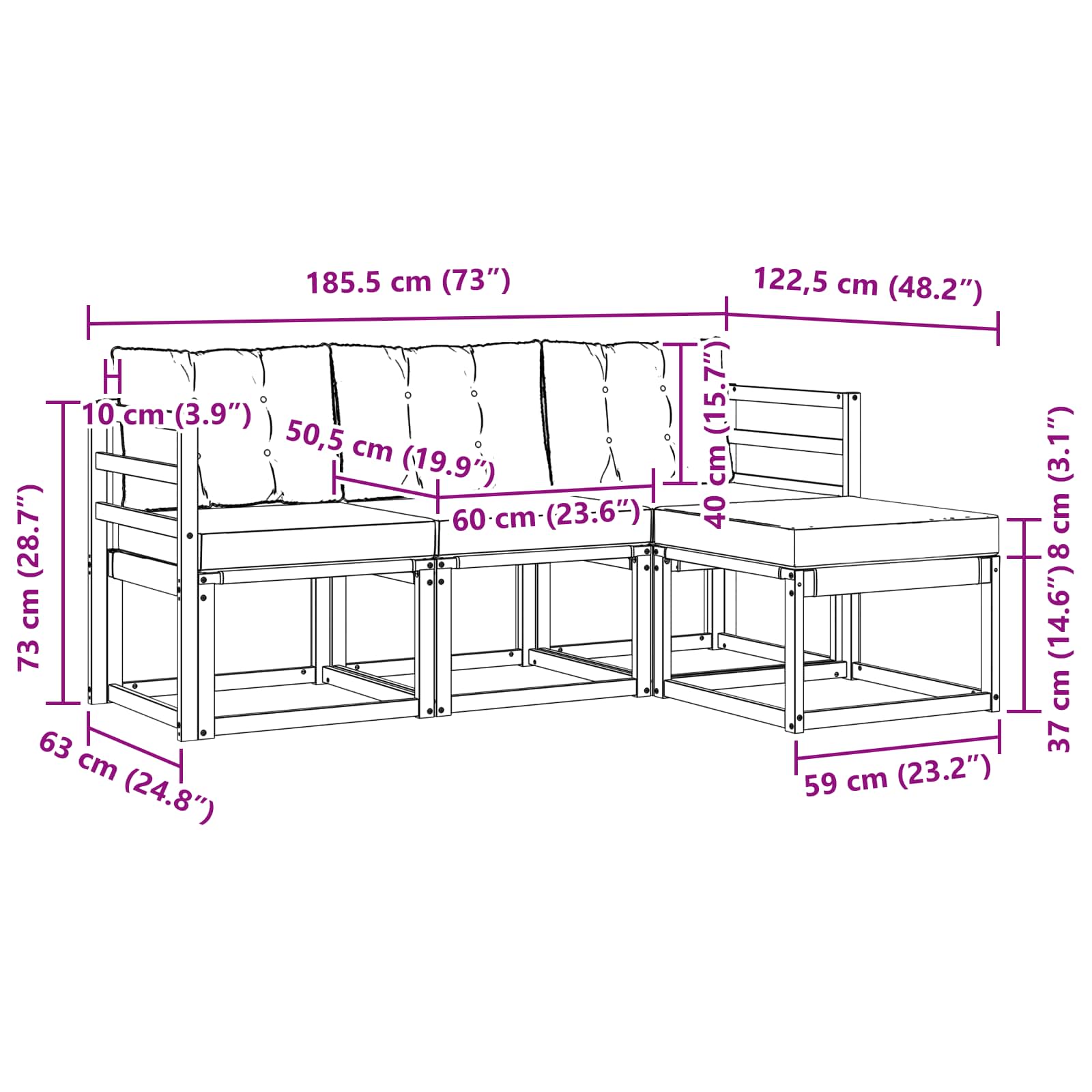 Set vanjskih sofa s jastukom 4 pcs Bijela i krem