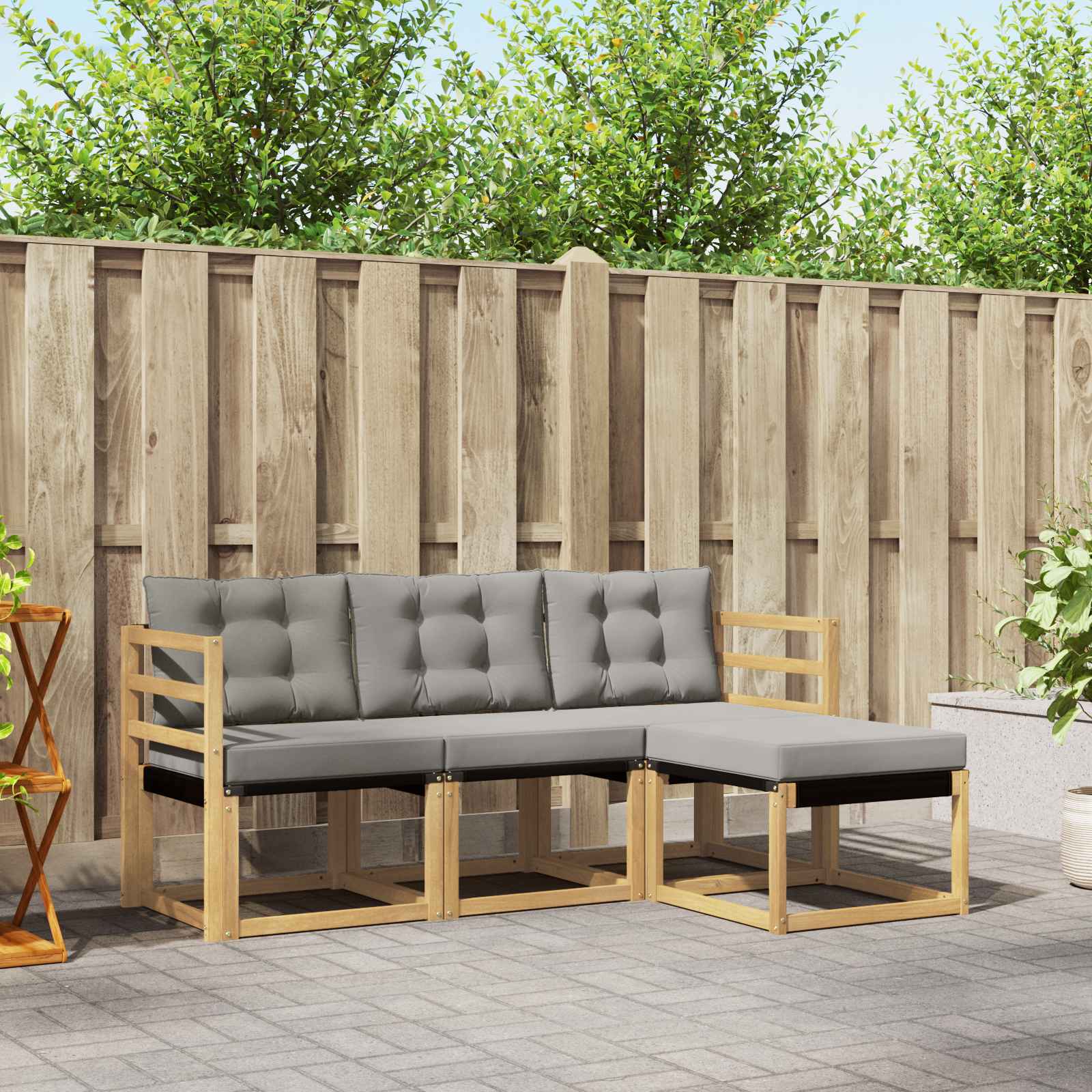 Set vanjskih sofa s jastukom 4 pcs Bijela i svjetlosiva