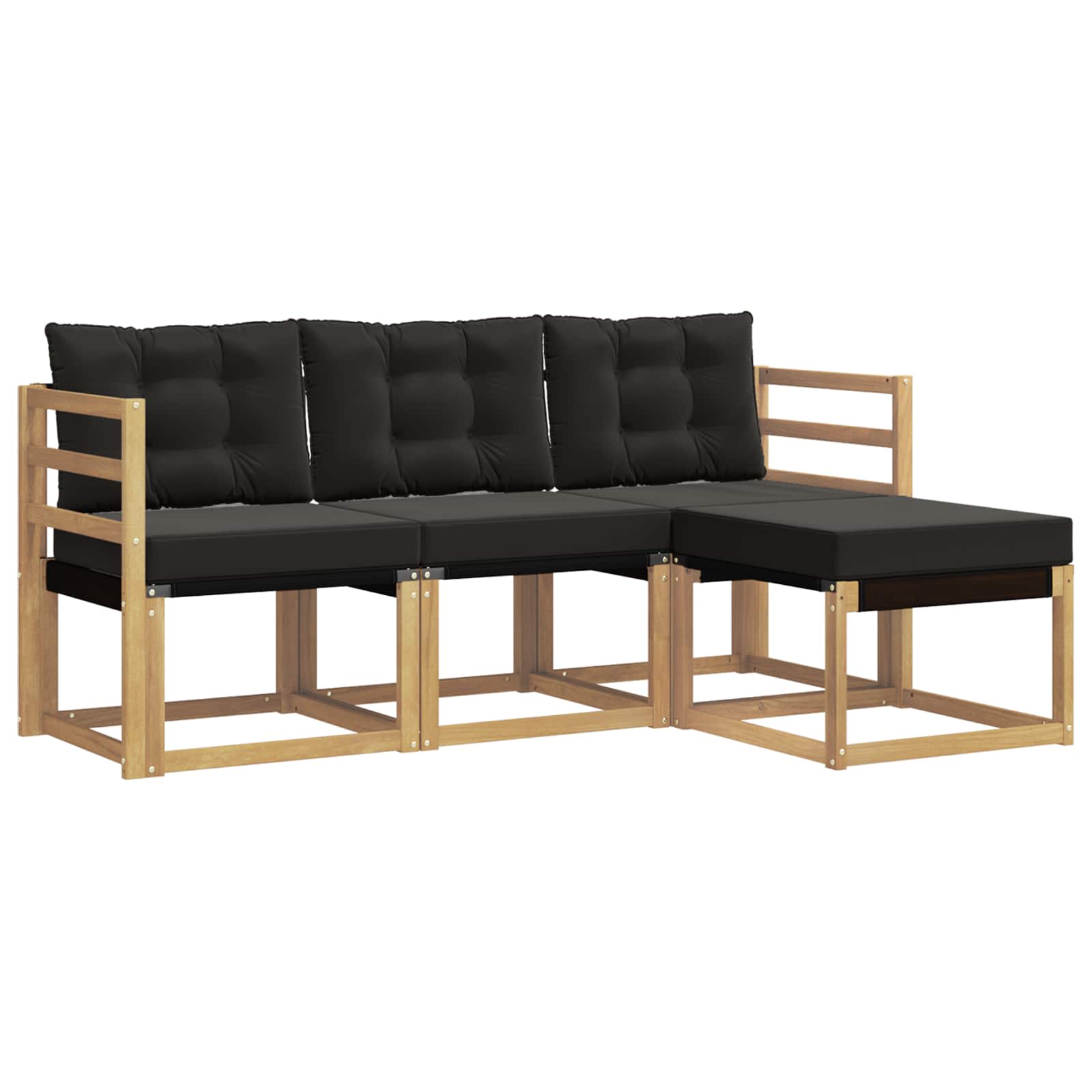 Set vanjskih sofa s jastukom 4 pcs Bijela i crna