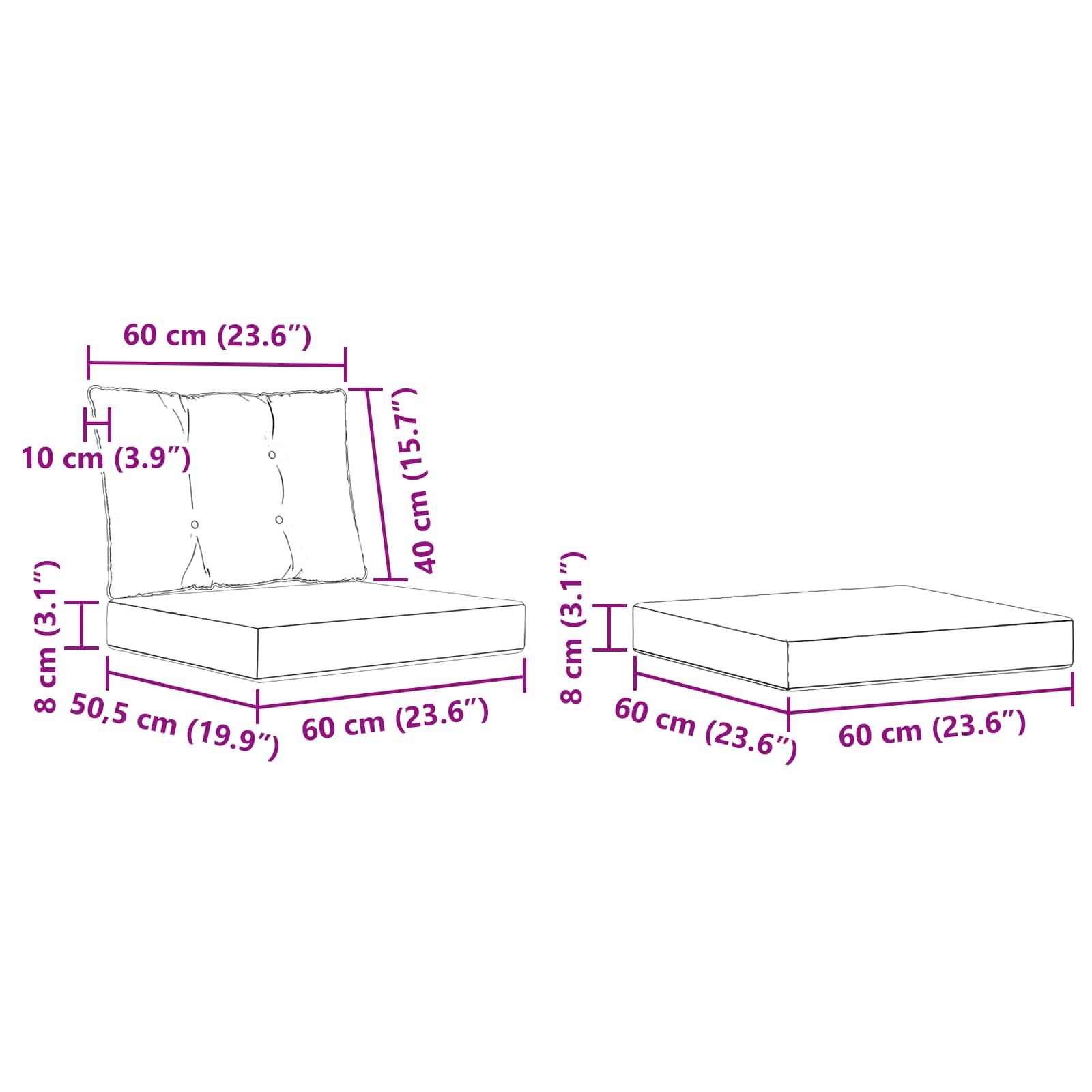 Set vanjskih sofa s jastukom 4 pcs Bijela i crna