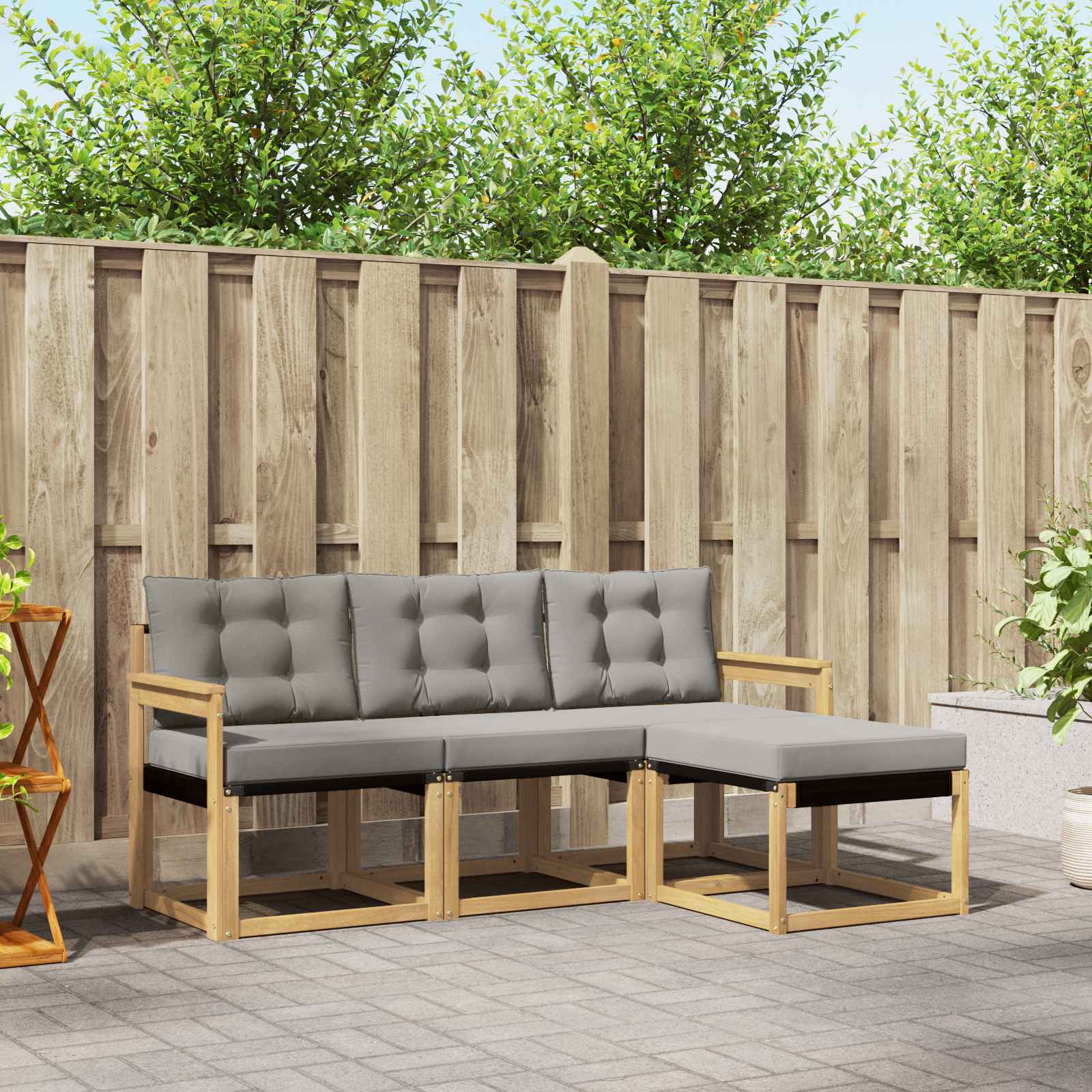 Set vanjskih sofa s jastukom 4 pcs Bijela i svjetlosiva