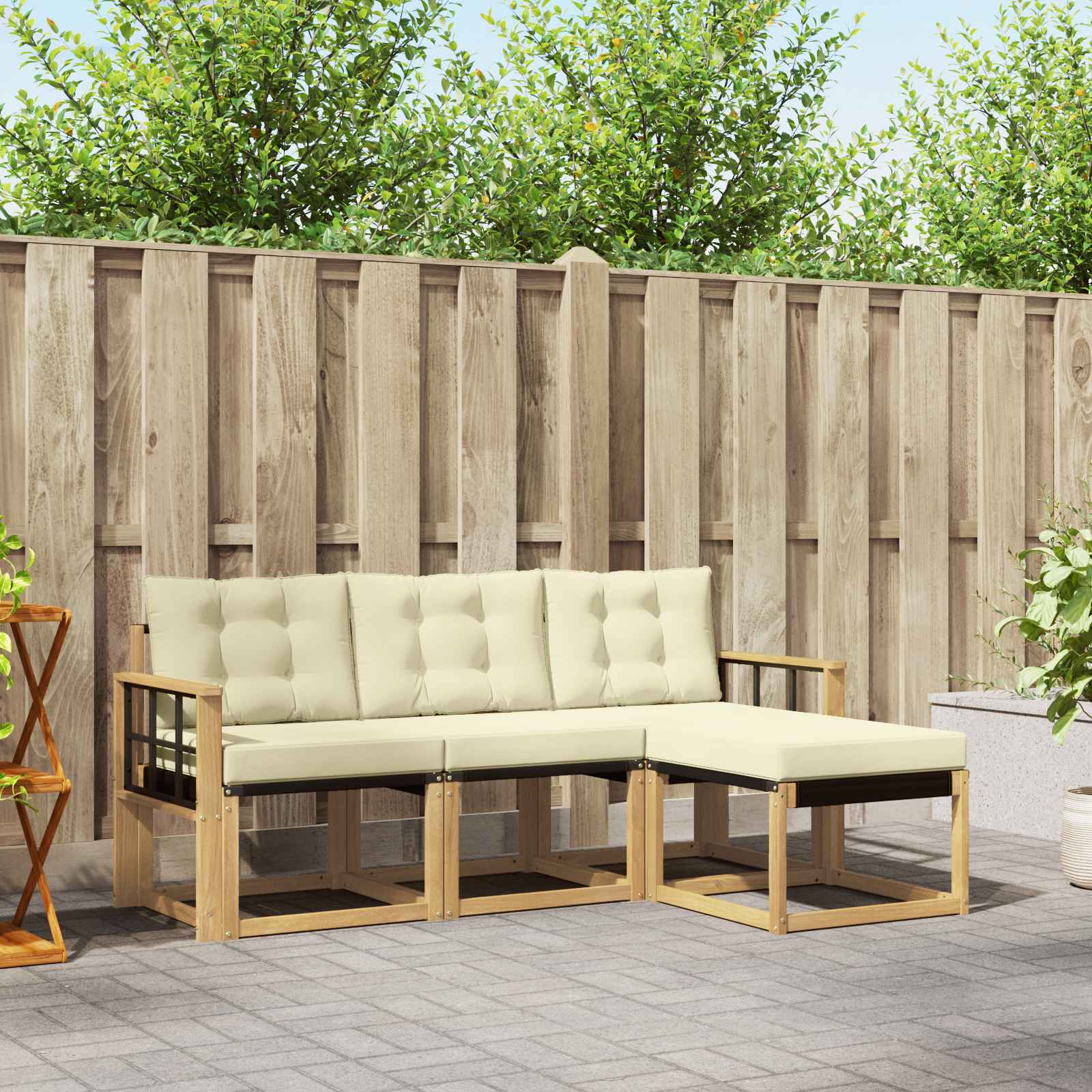 Set vanjskih sofa s jastukom 4 pcs Bijela i krem