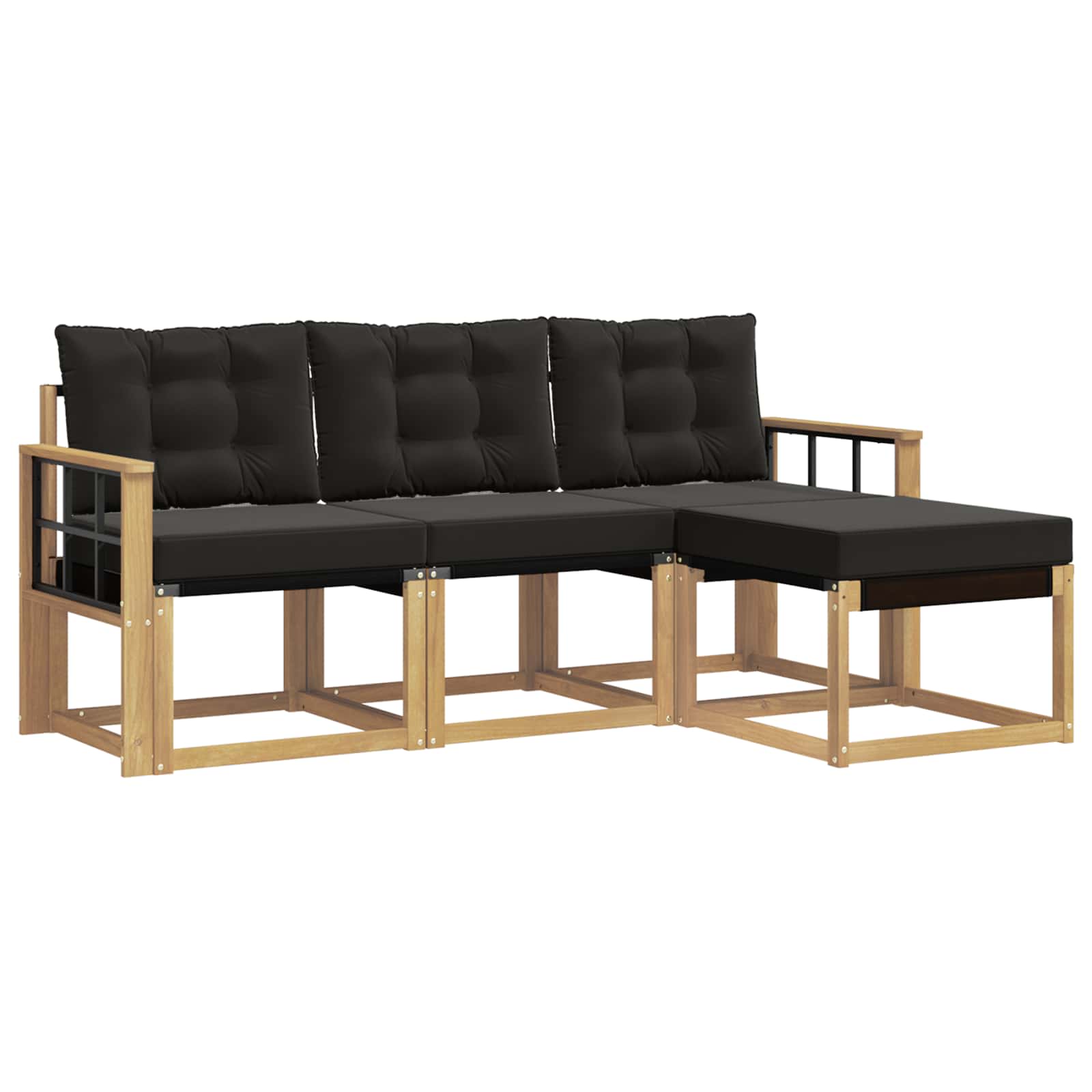 Set vanjskih sofa s jastukom 4 pcs Bijela i crna