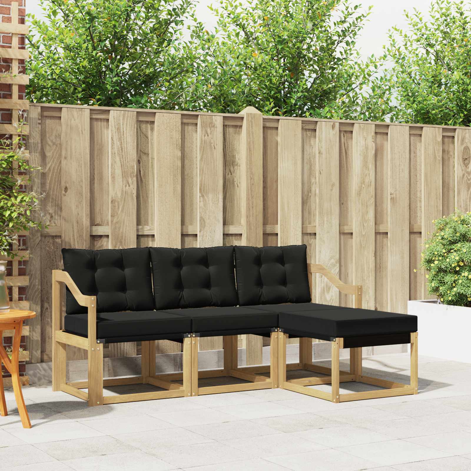 Set vanjskih sofa s jastukom 4 pcs Bijela i crna