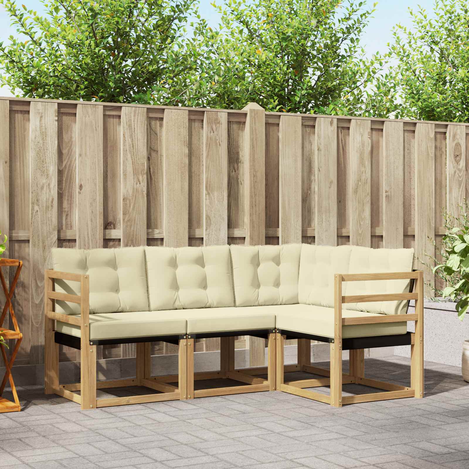 Set vanjskih sofa s jastukom 4 pcs Bijela i krem