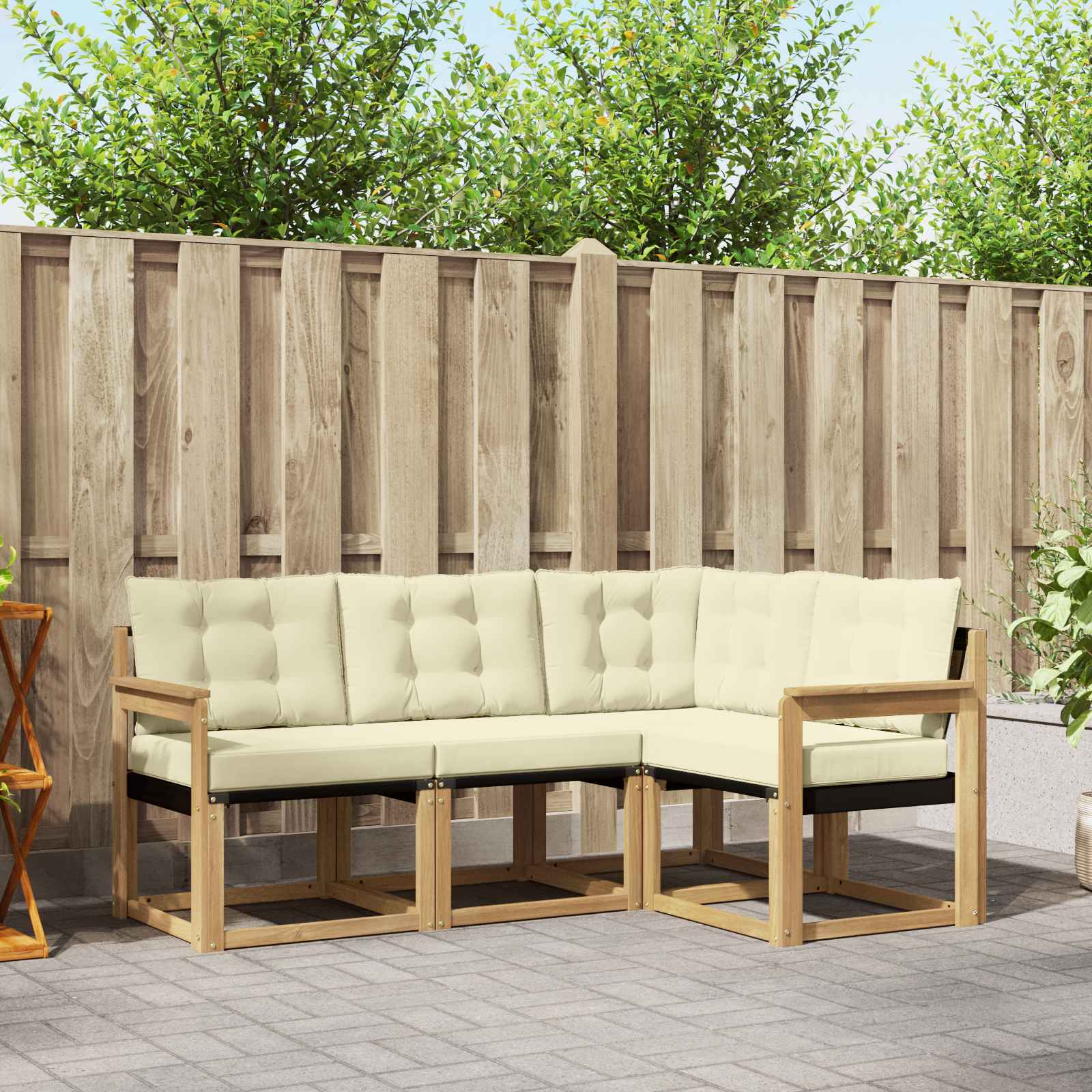 Set vanjskih sofa s jastukom 4 pcs Bijela i krem