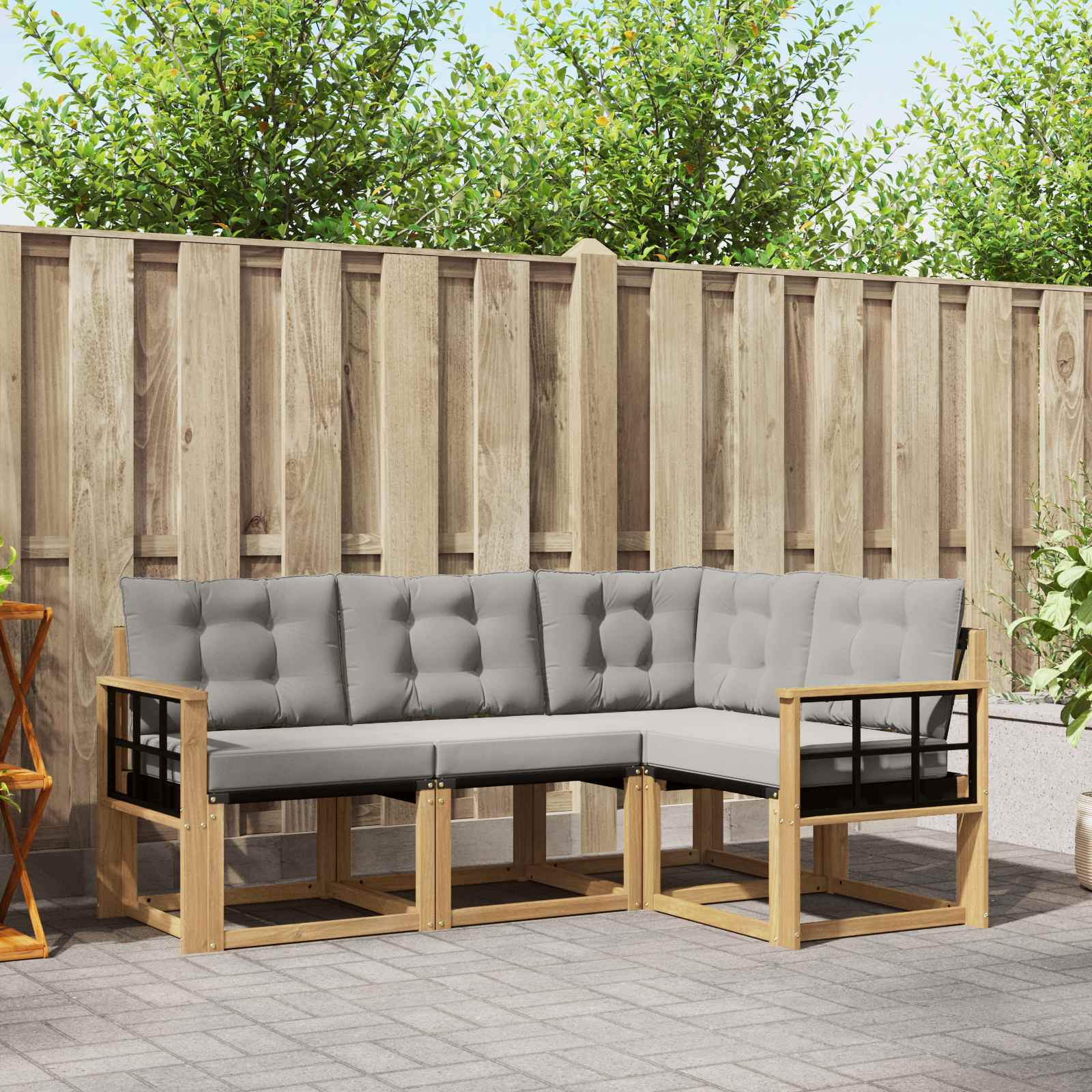 Set vanjskih sofa s jastukom 4 pcs Bijela i svjetlosiva