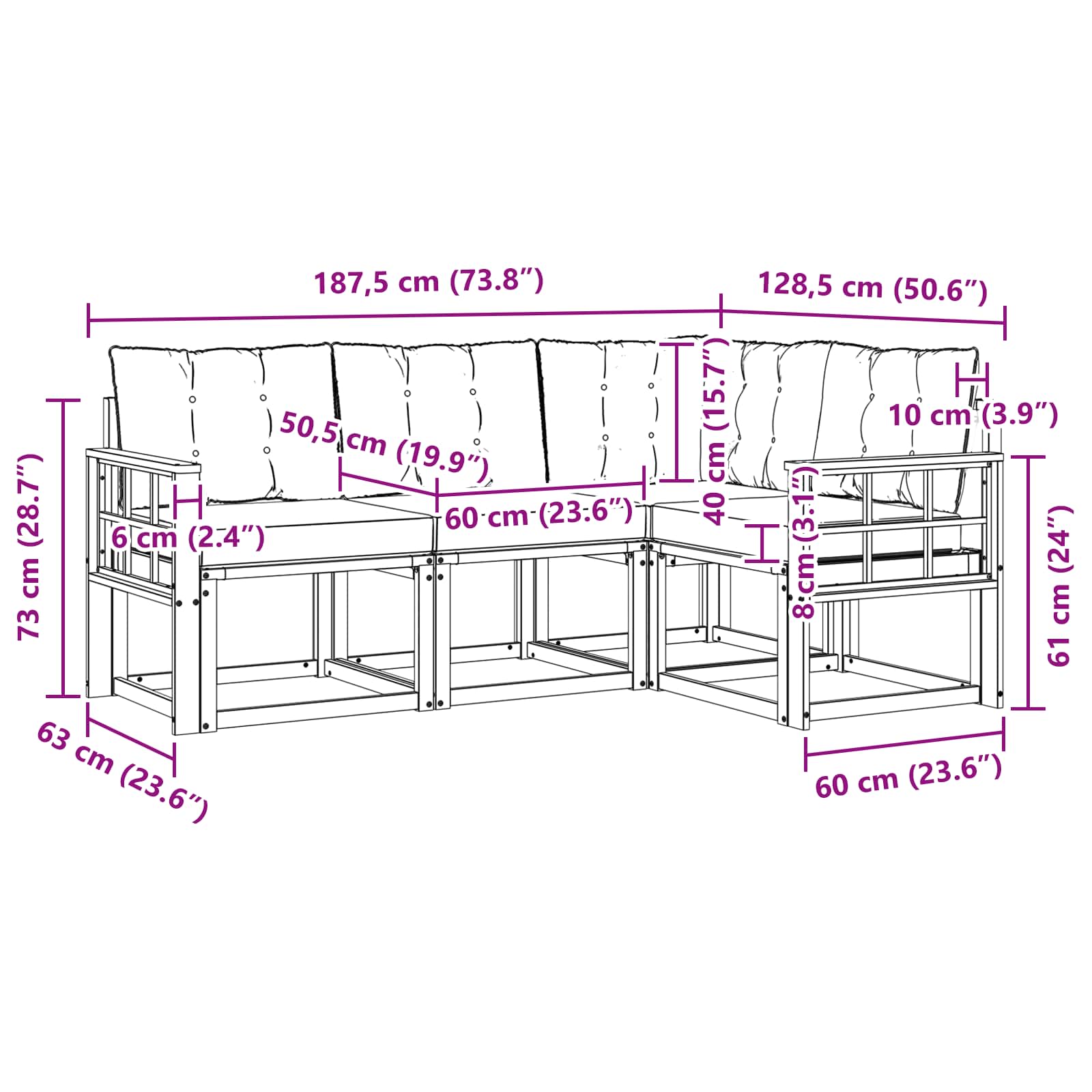 Set vanjskih sofa s jastukom 4 pcs Bijela i svjetlosiva