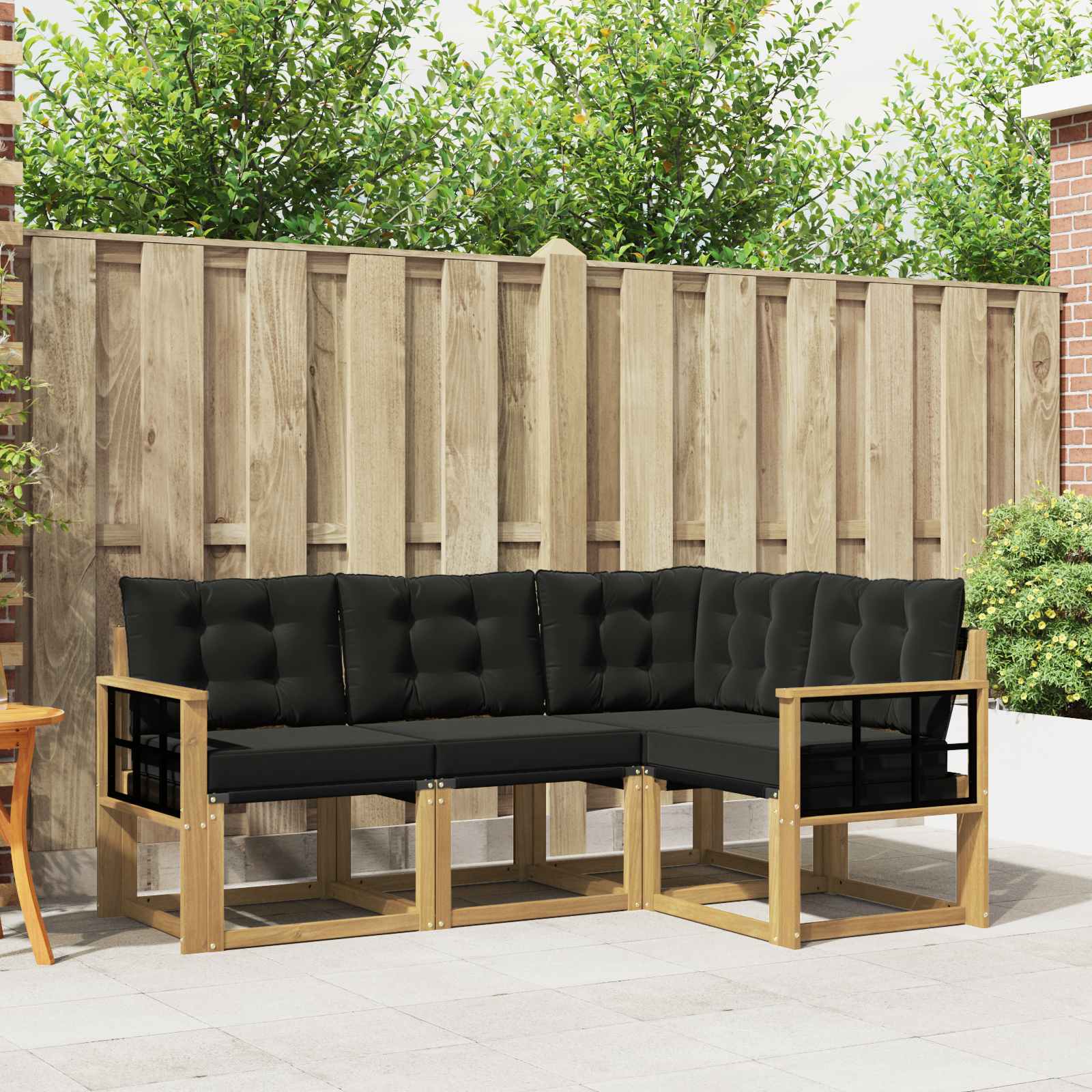 Set vanjskih sofa s jastukom 4 pcs Bijela i crna