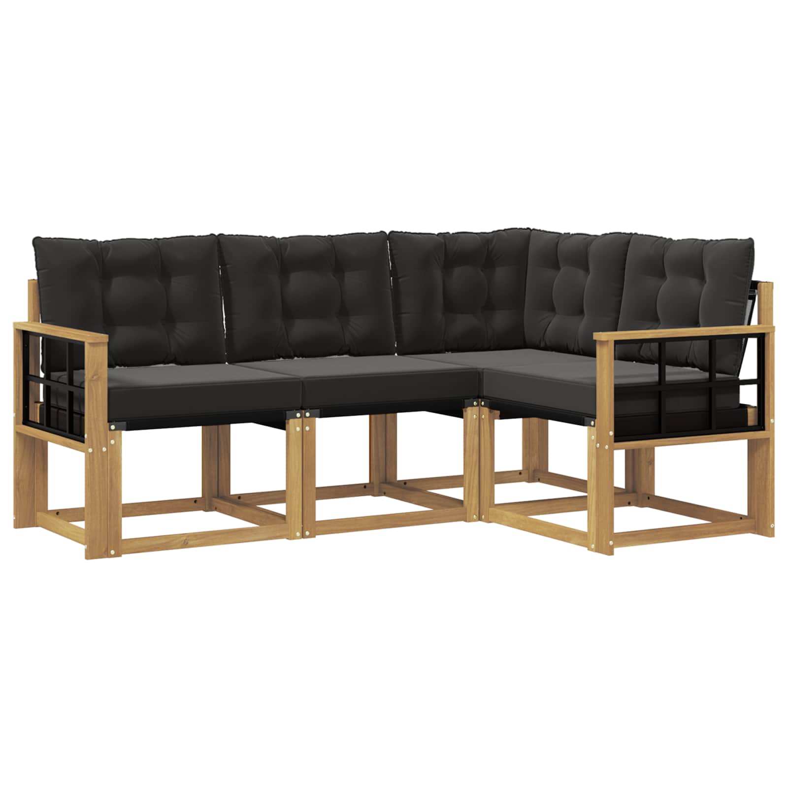 Set vanjskih sofa s jastukom 4 pcs Bijela i crna
