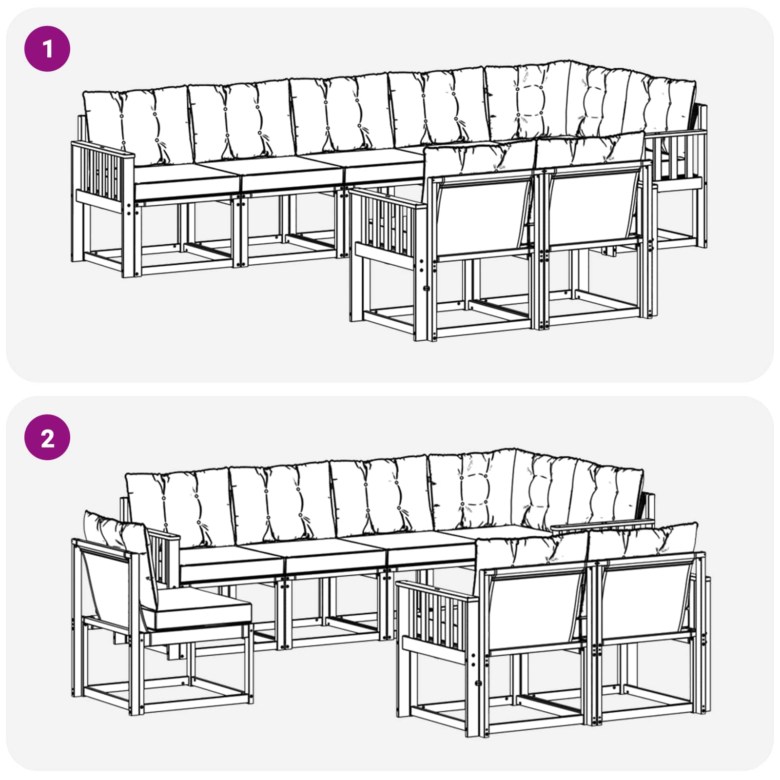 Set vanjskih sofa s jastukom 8 pcs Bijela i svjetlosiva