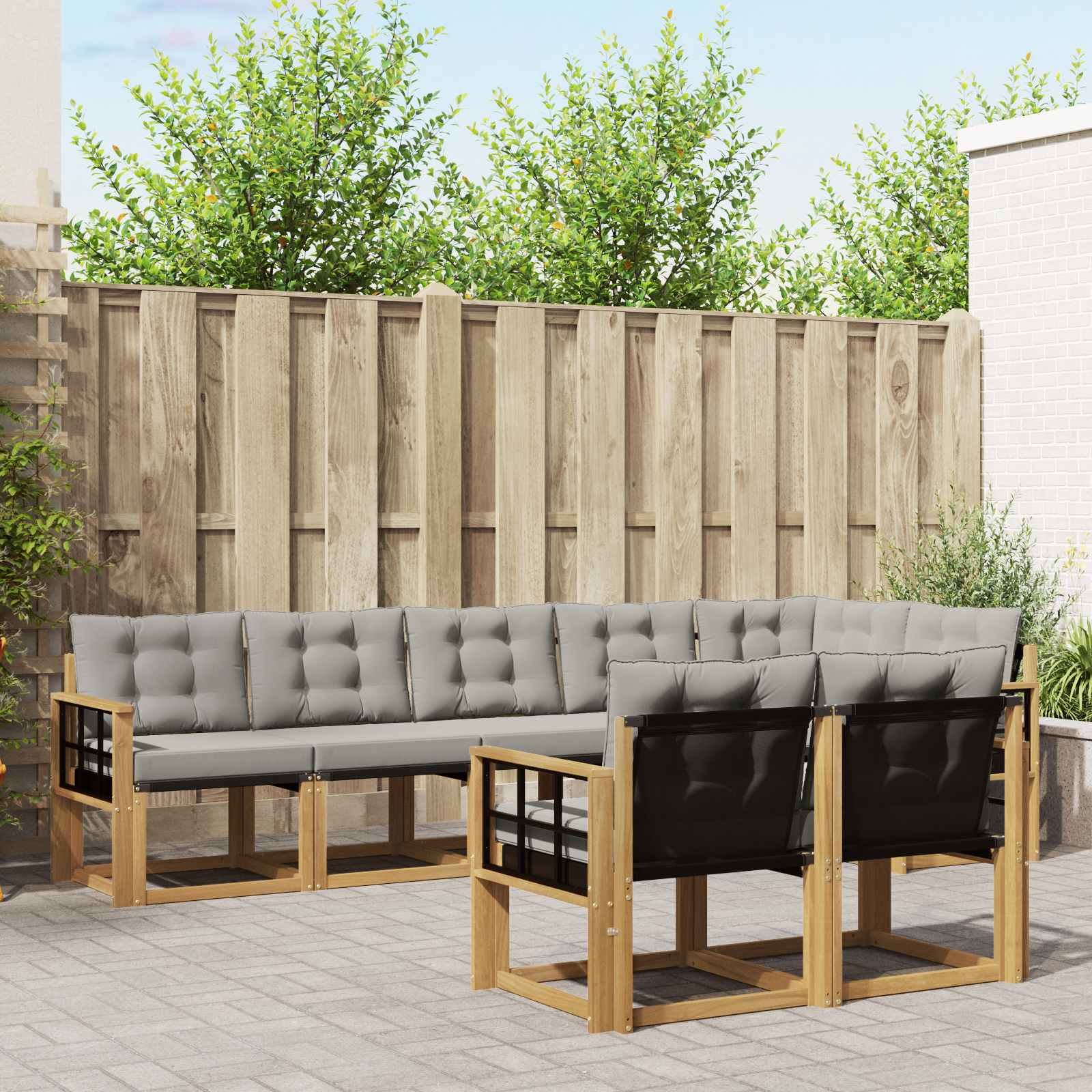 Set vanjskih sofa s jastukom 8 pcs Bijela i svjetlosiva