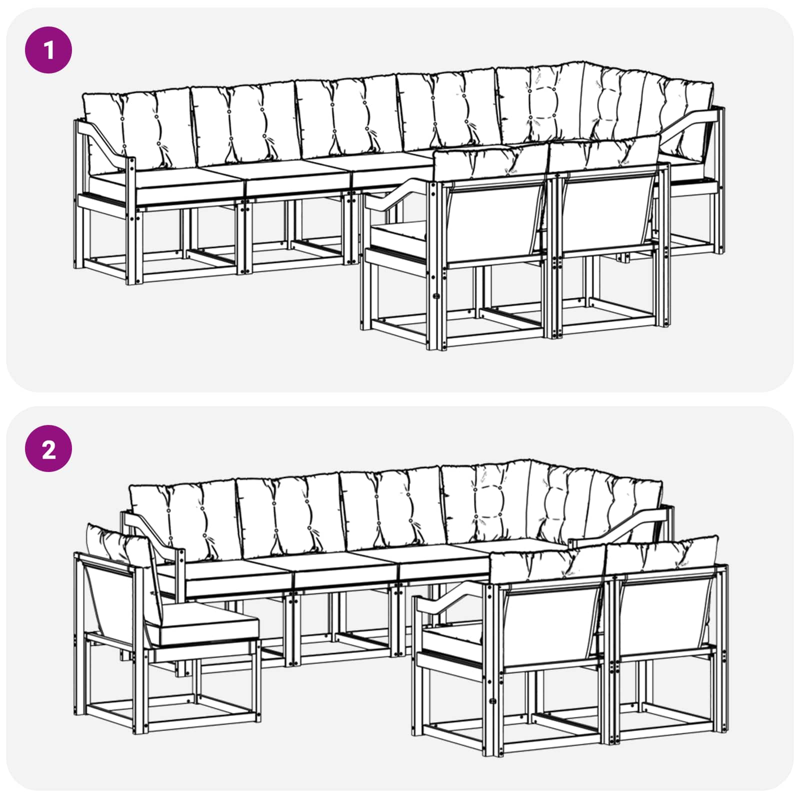 Set vanjskih sofa s jastukom 8 pcs Bijela i svjetlosiva