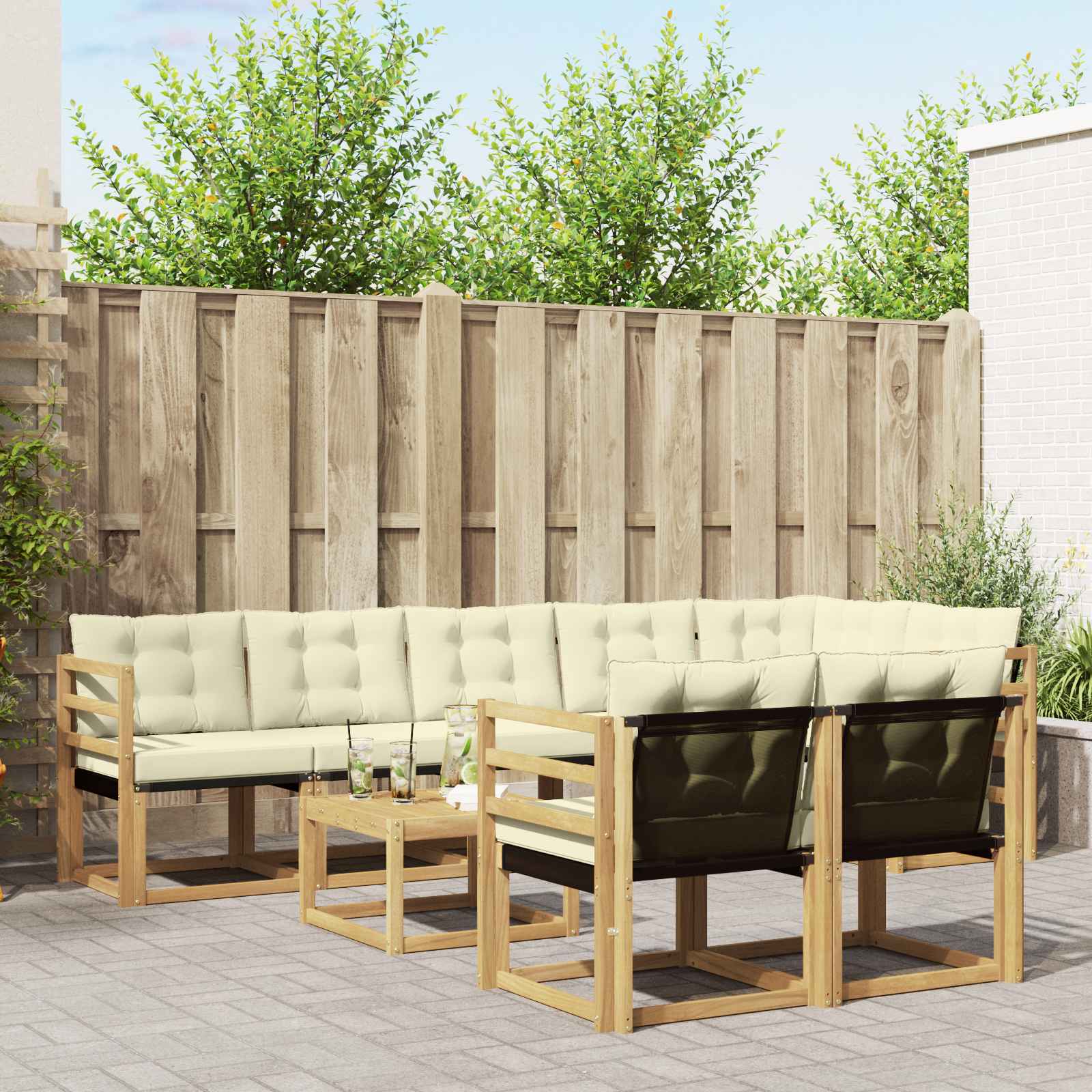 Set vanjskih sofa s jastukom 9 pcs Bijela i krem