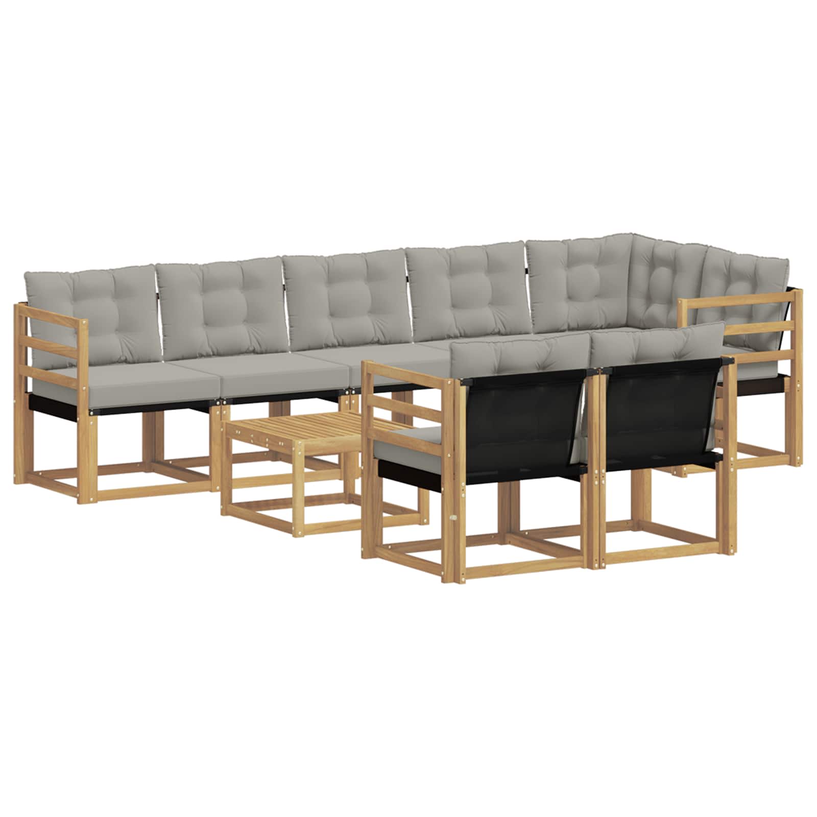 Set vanjskih sofa s jastukom 9 pcs Bijela i svjetlosiva