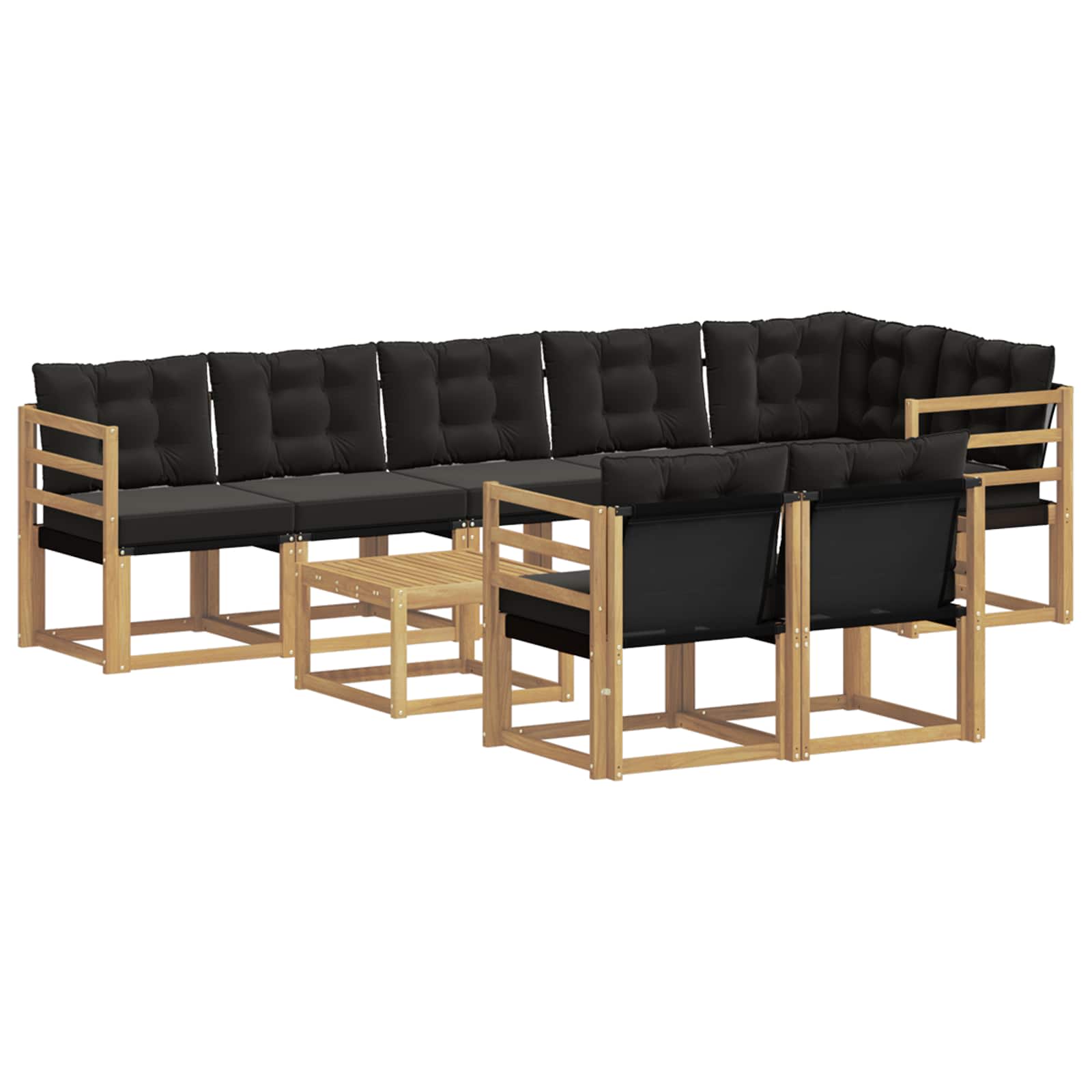 Set vanjskih sofa s jastukom 9 pcs Bijela i crna