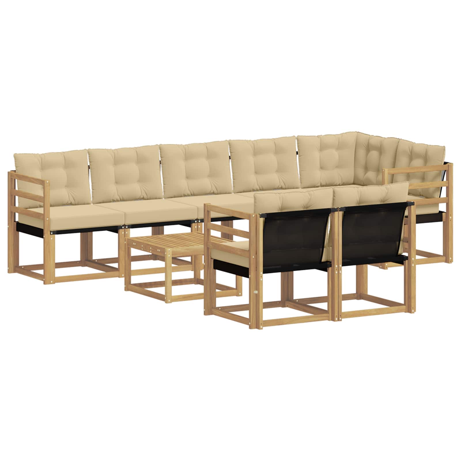 Set vanjskih sofa s jastukom 9 pcs Bijela i bež