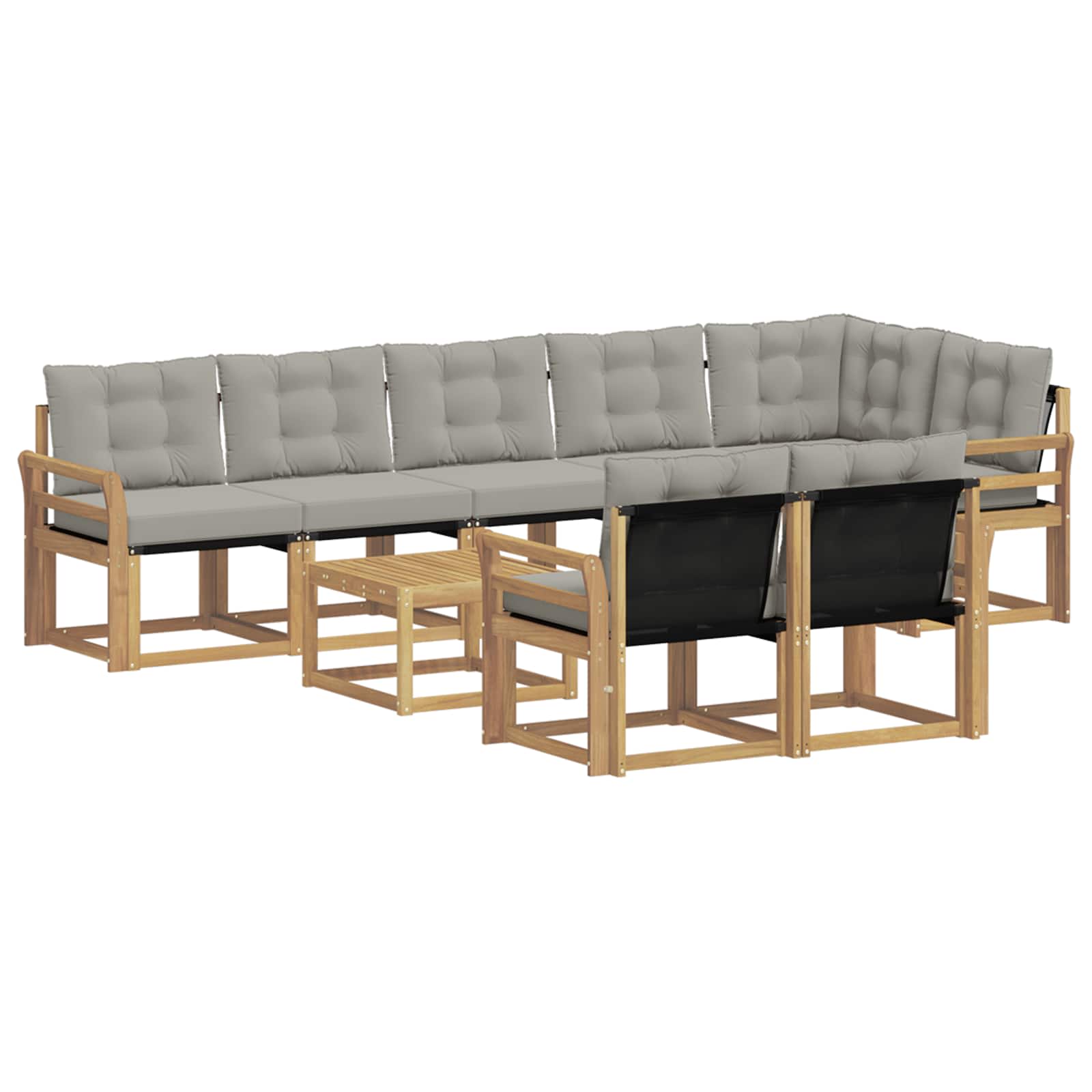 Set vanjskih sofa s jastukom 9 pcs Bijela i svjetlosiva