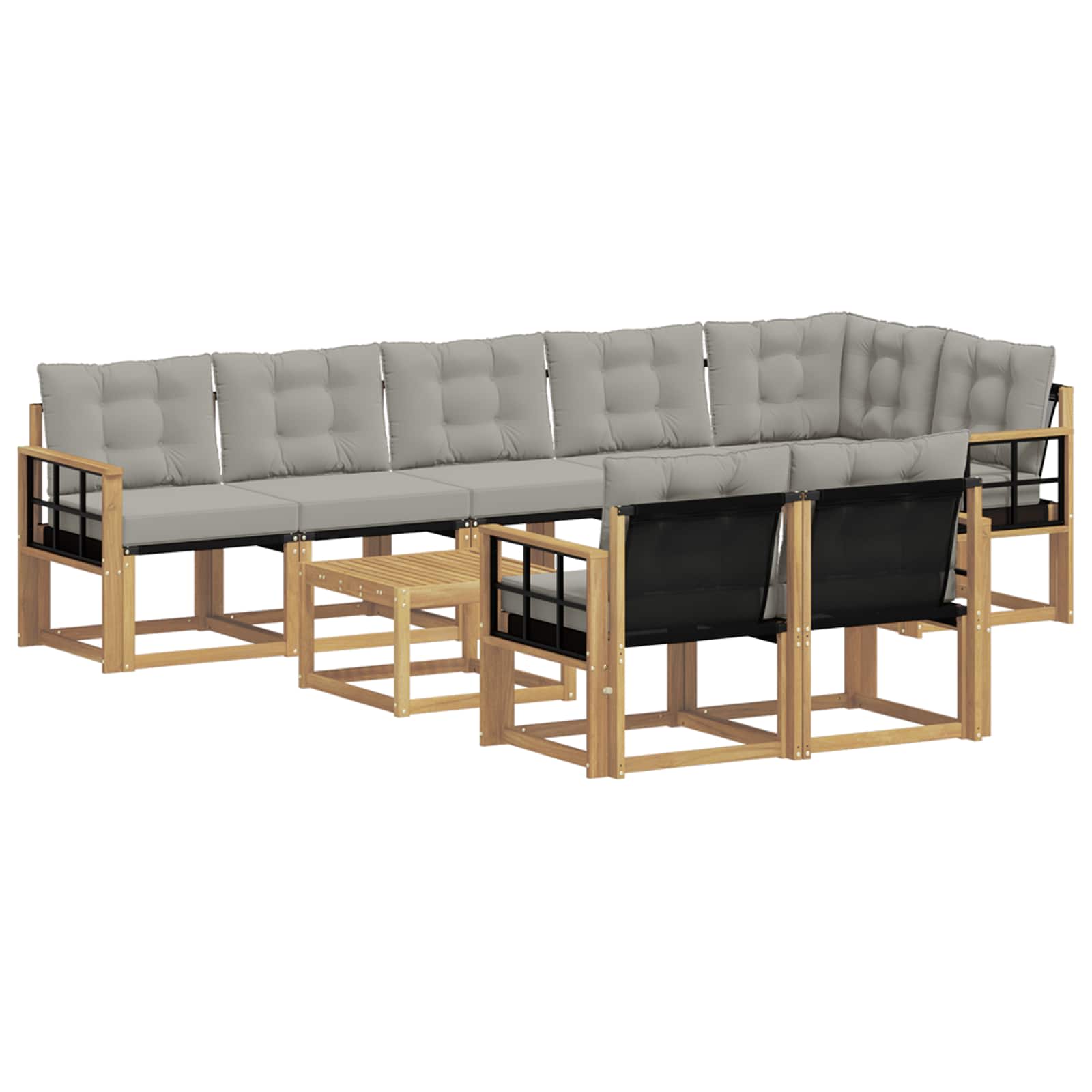 Set vanjskih sofa s jastukom 9 pcs Bijela i svjetlosiva