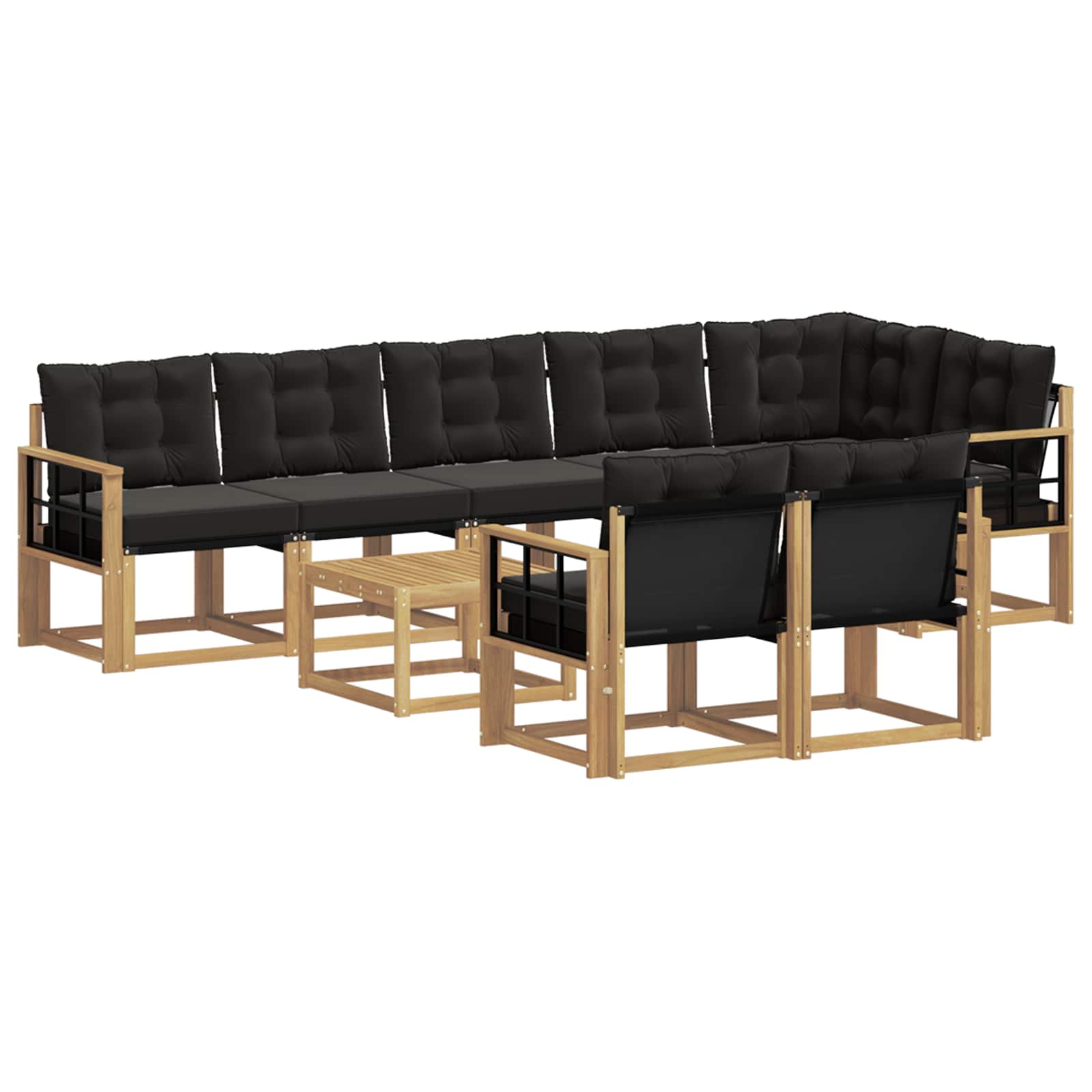 Set vanjskih sofa s jastukom 9 pcs Bijela i crna