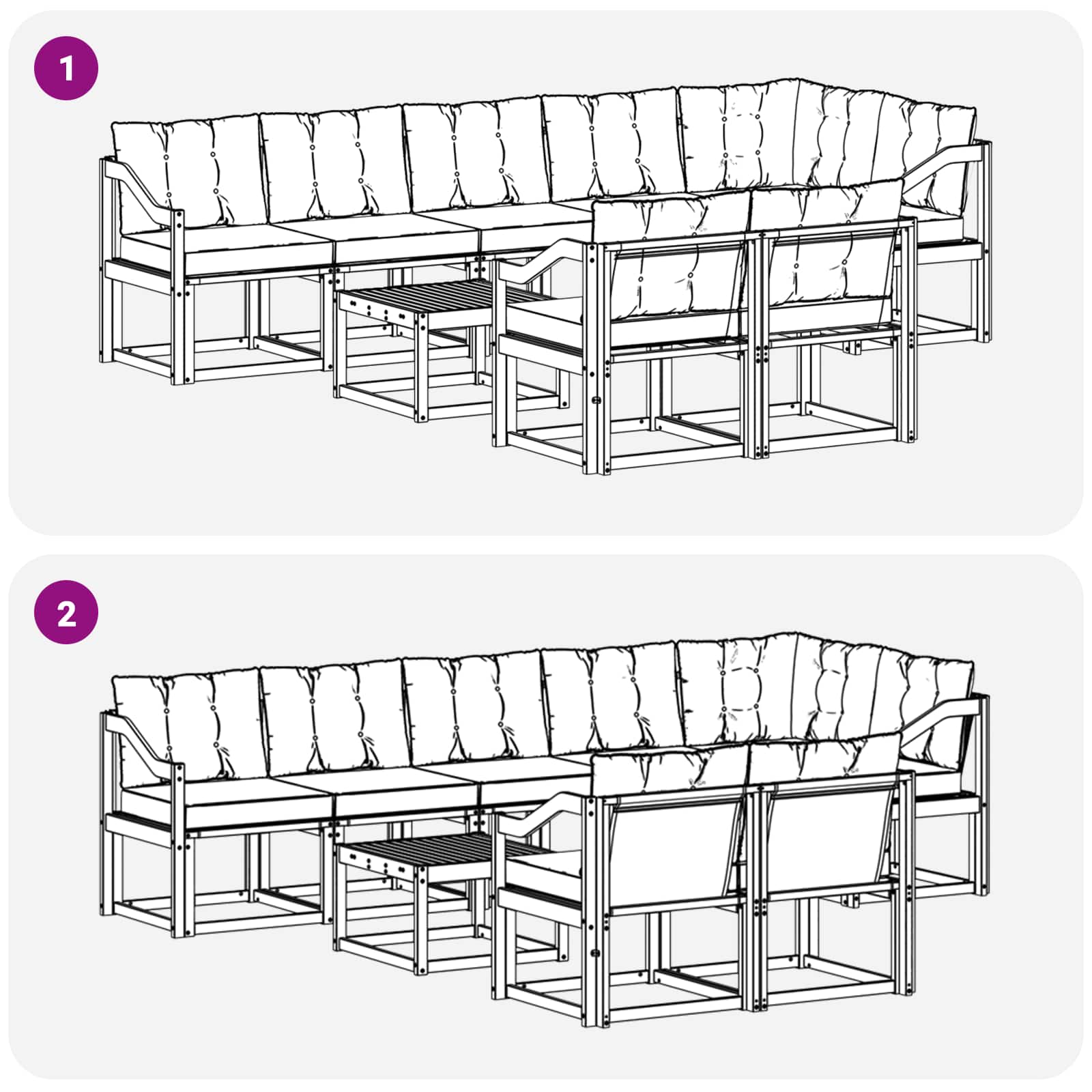 Set vanjskih sofa s jastukom 9 pcs Bijela i crna