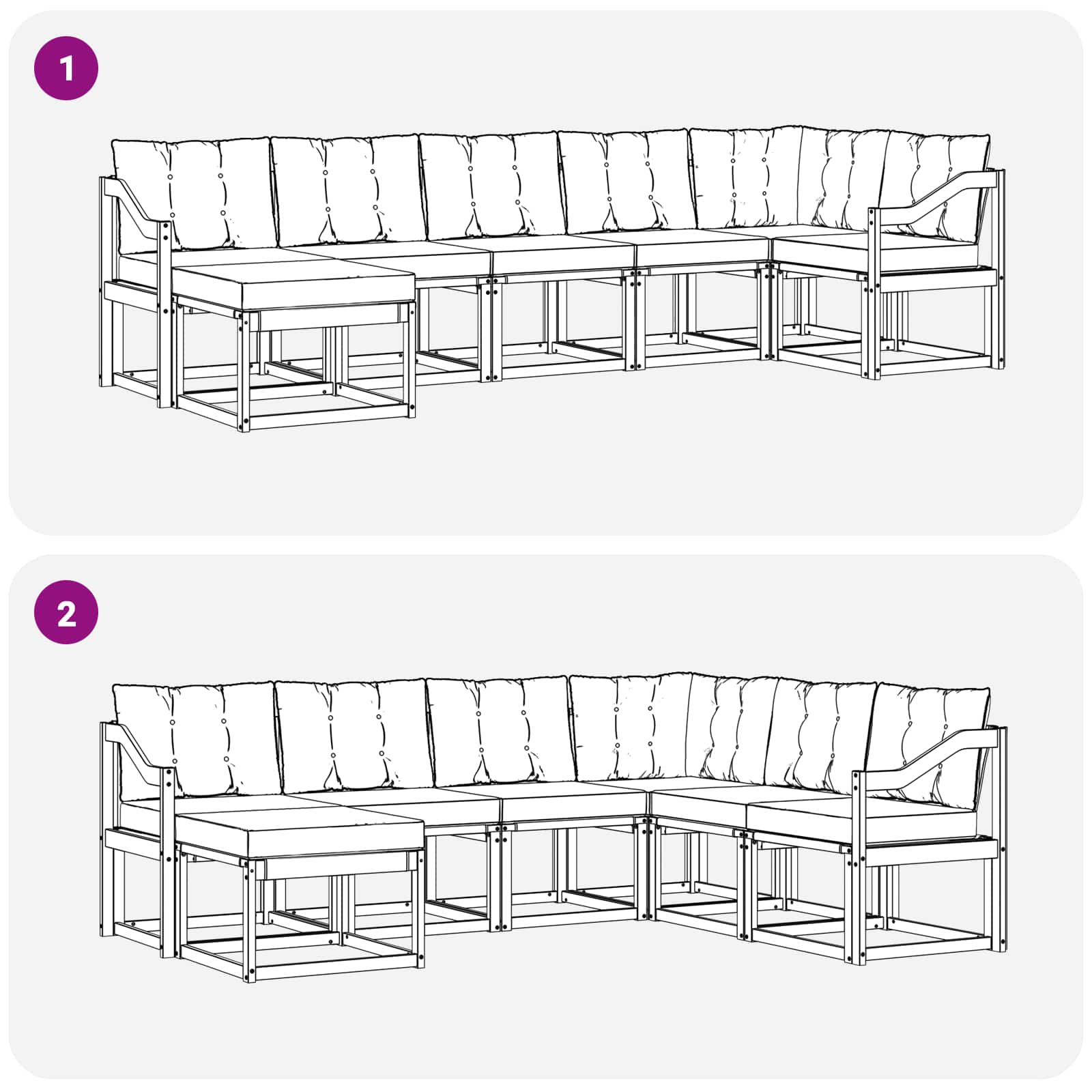 Set vanjskih sofa 7 pcs Čvrsto drvo akacije i Textilene
