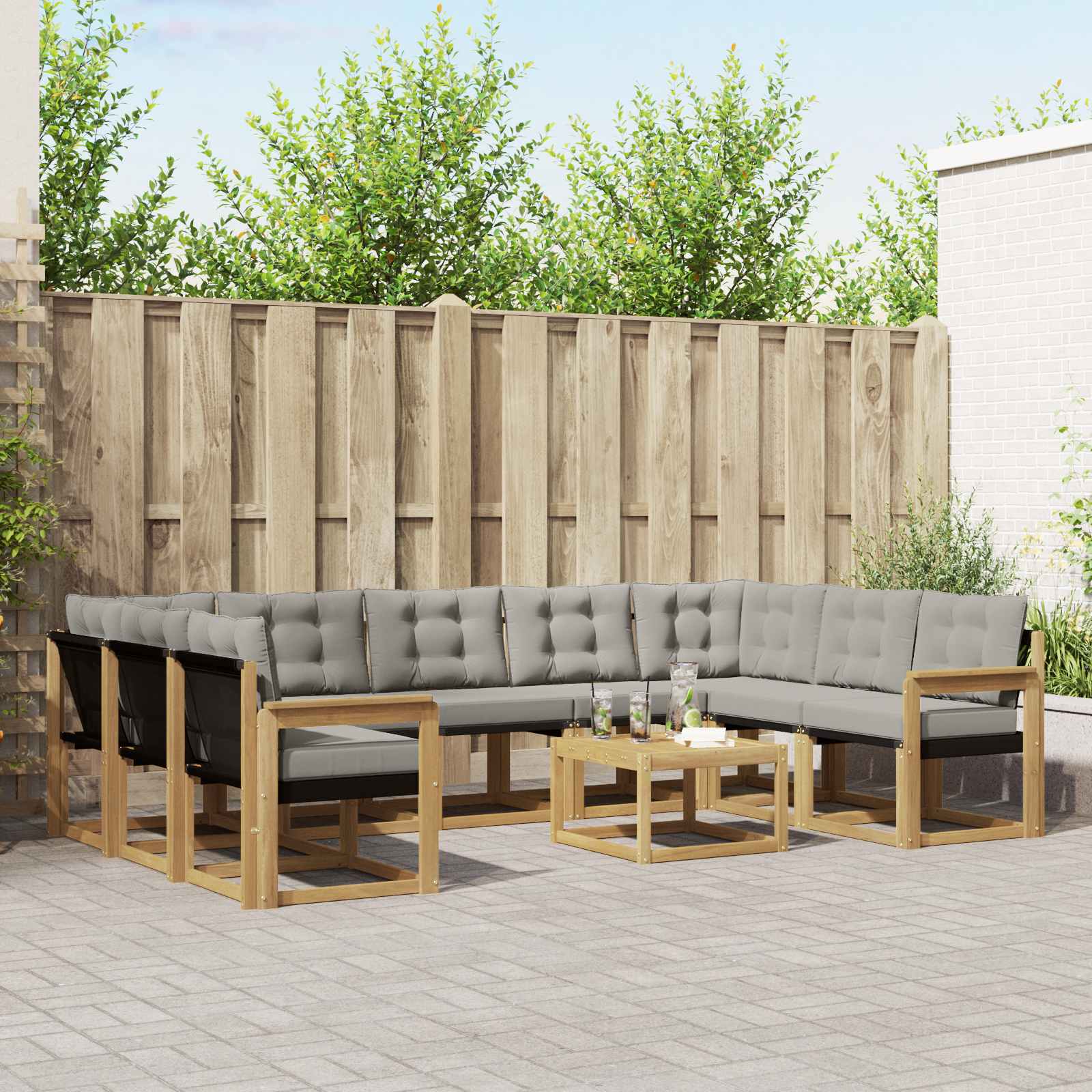 Set vanjskih sofa s jastukom 10 pcs Bijela i svjetlosiva